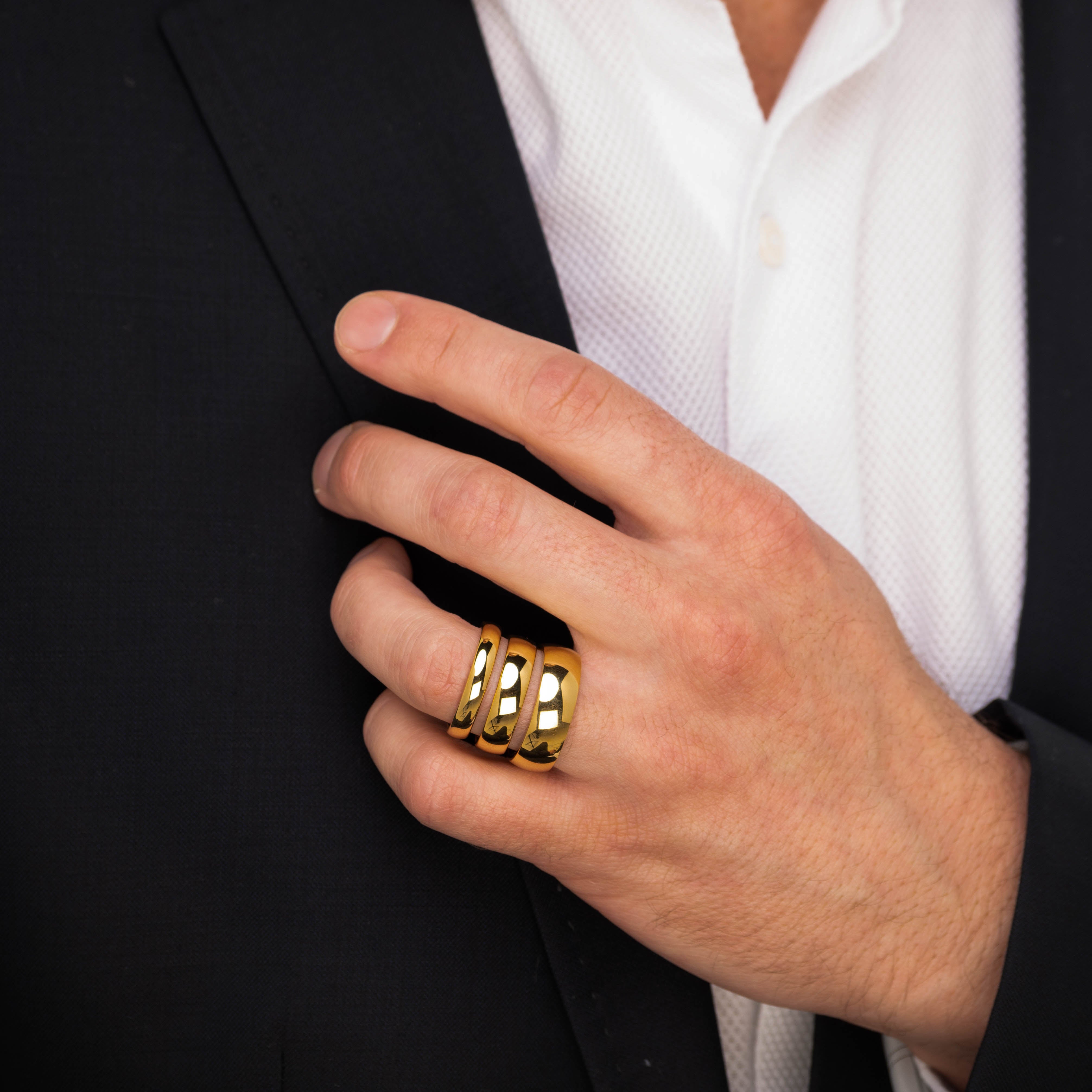 The Bond - Women's Gold 4mm Tungsten Gloss Finish Curved Ring