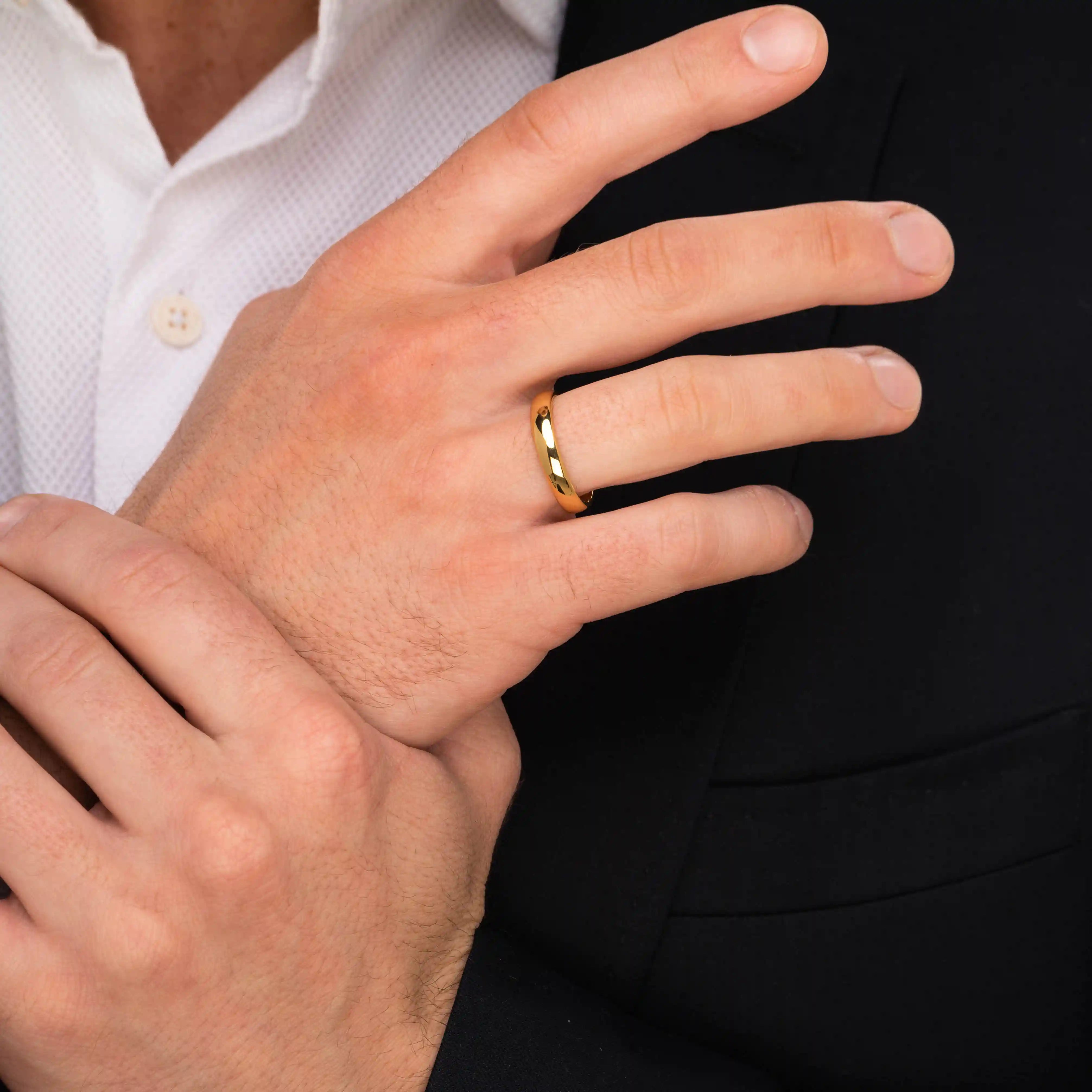 The Bond - Women's Gold 4mm Tungsten Gloss Finish Curved Ring