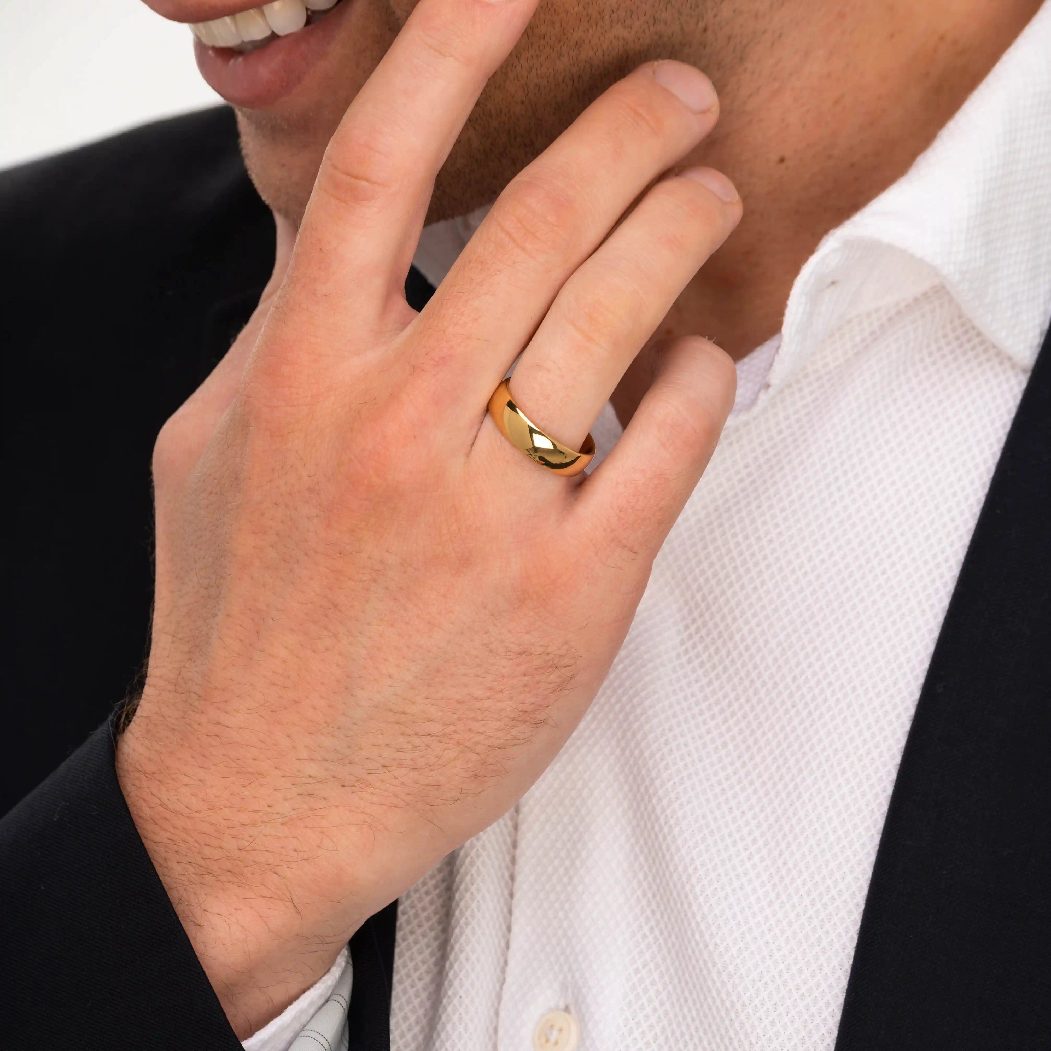 The Bond - Gold 6mm Tungsten Gloss Finish Curved Ring