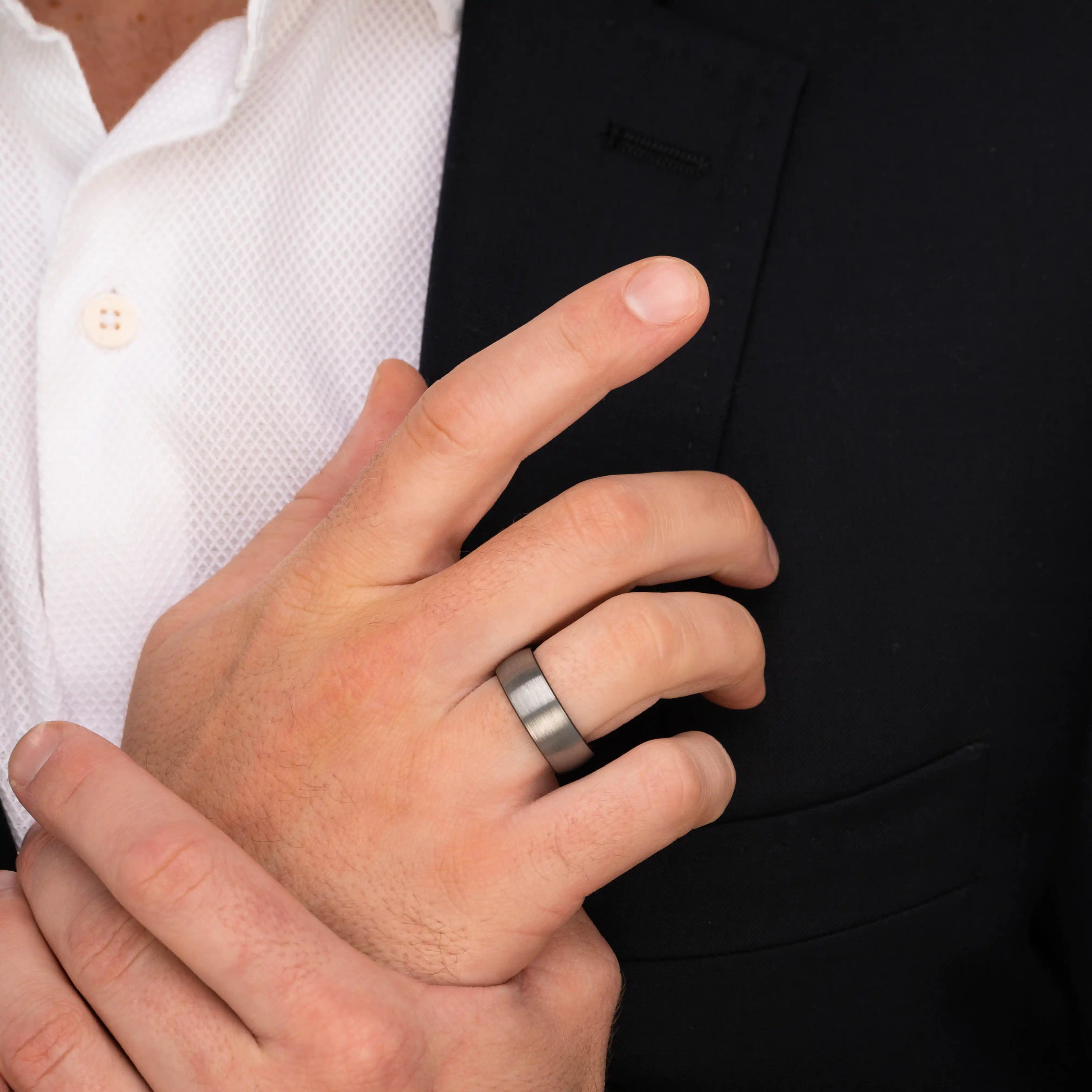 The Eloquent - Silver 8mm Brushed Tungsten Ring