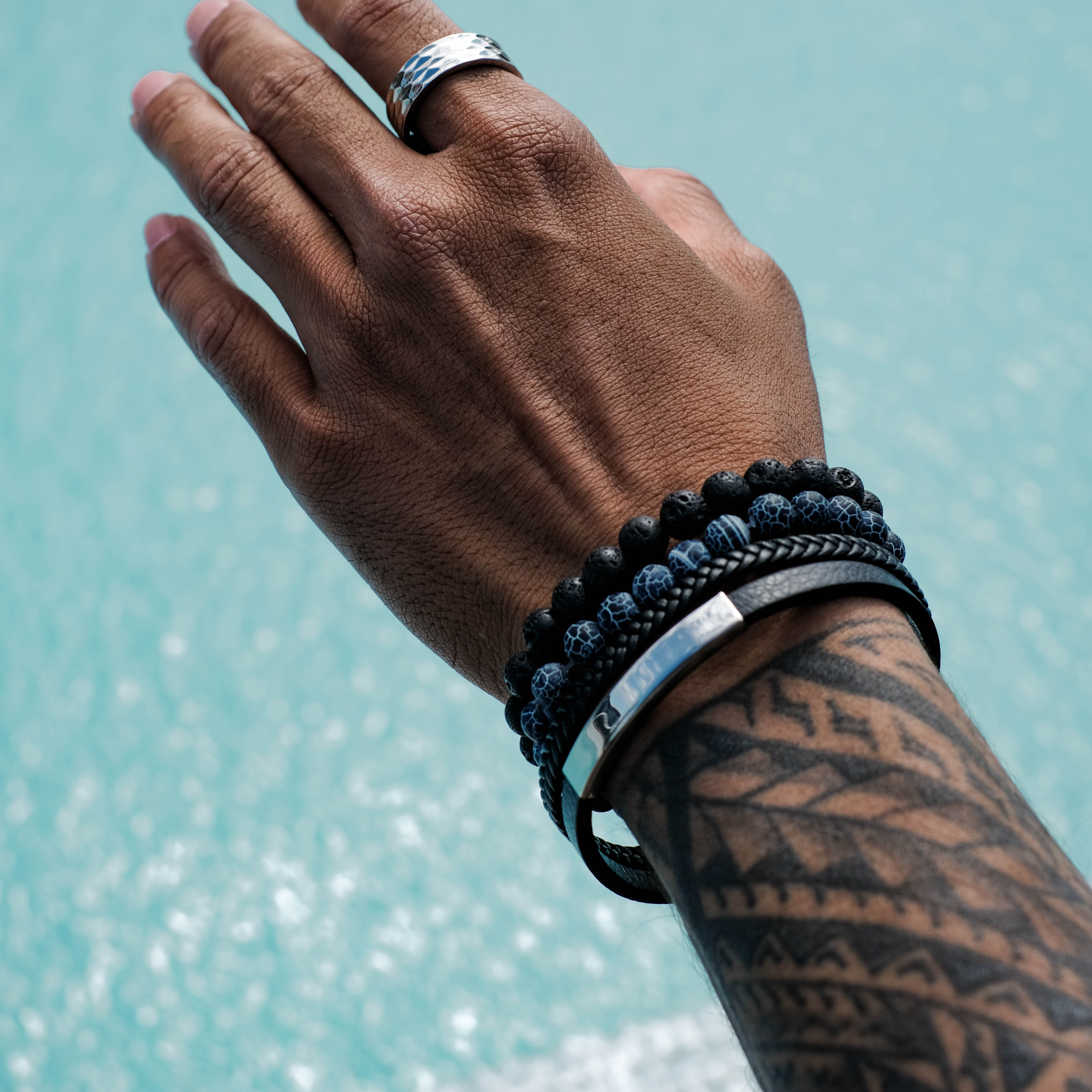 The Electric - Hammered Titanium Ring