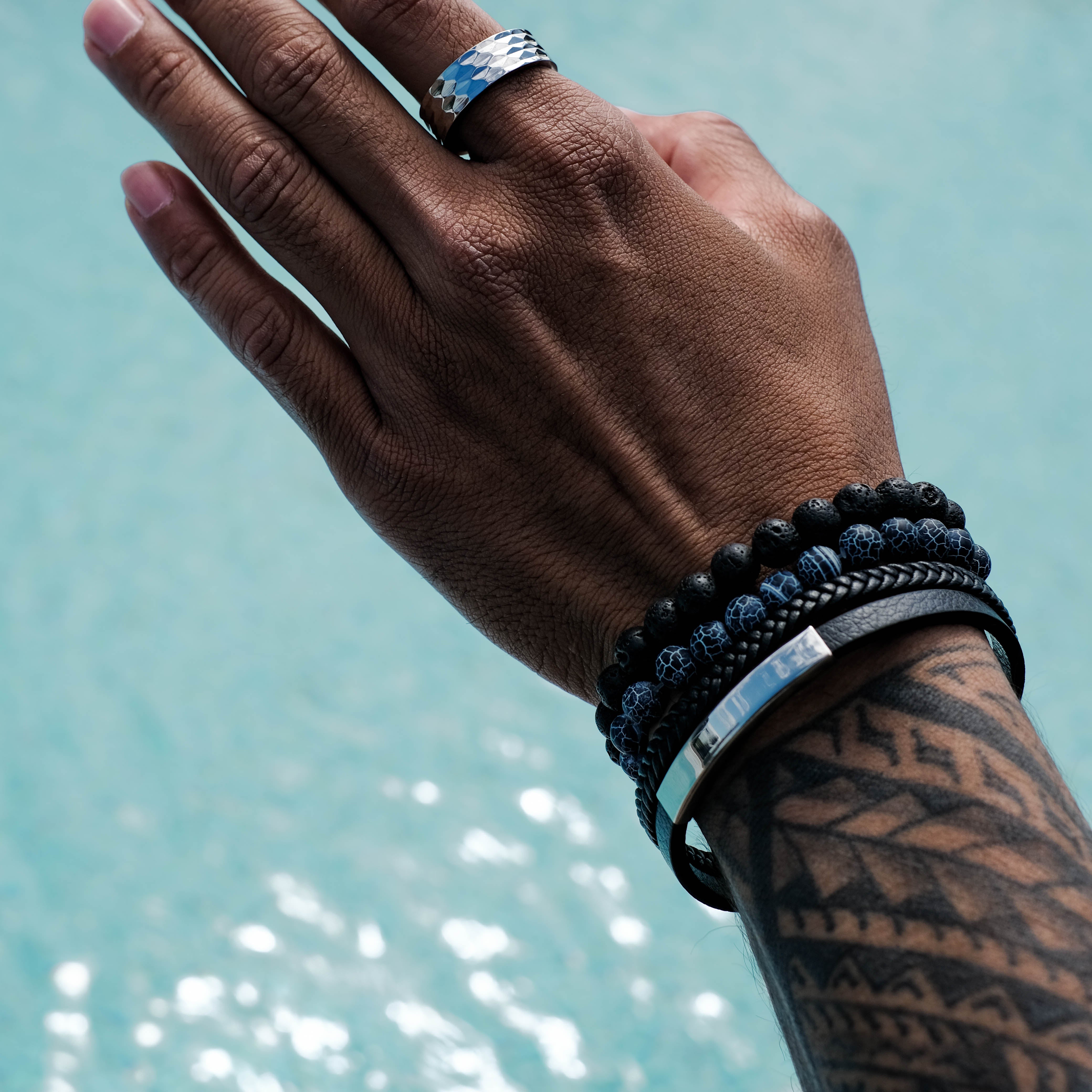 The Electric - Hammered Titanium Ring