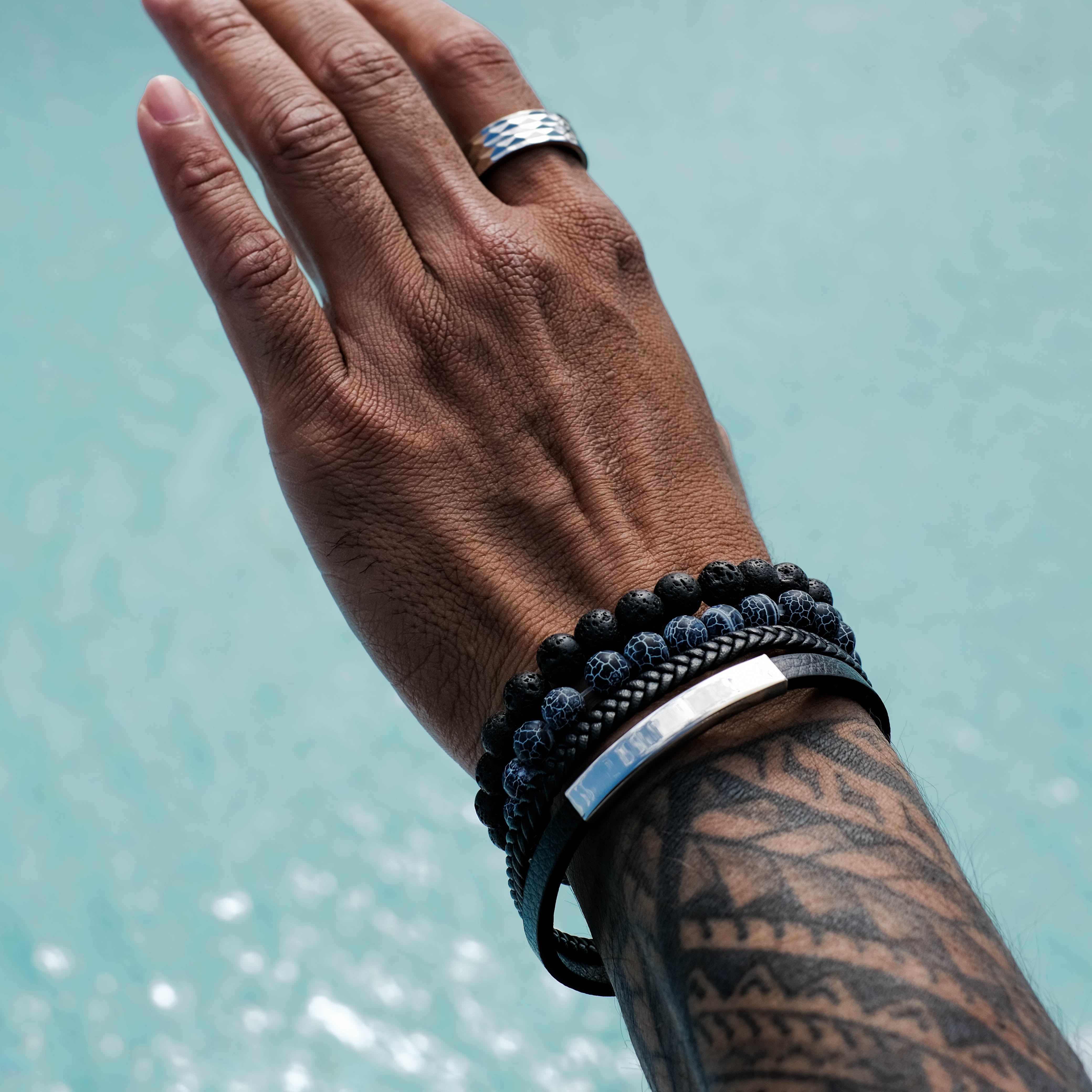 The Electric - Hammered Titanium Ring