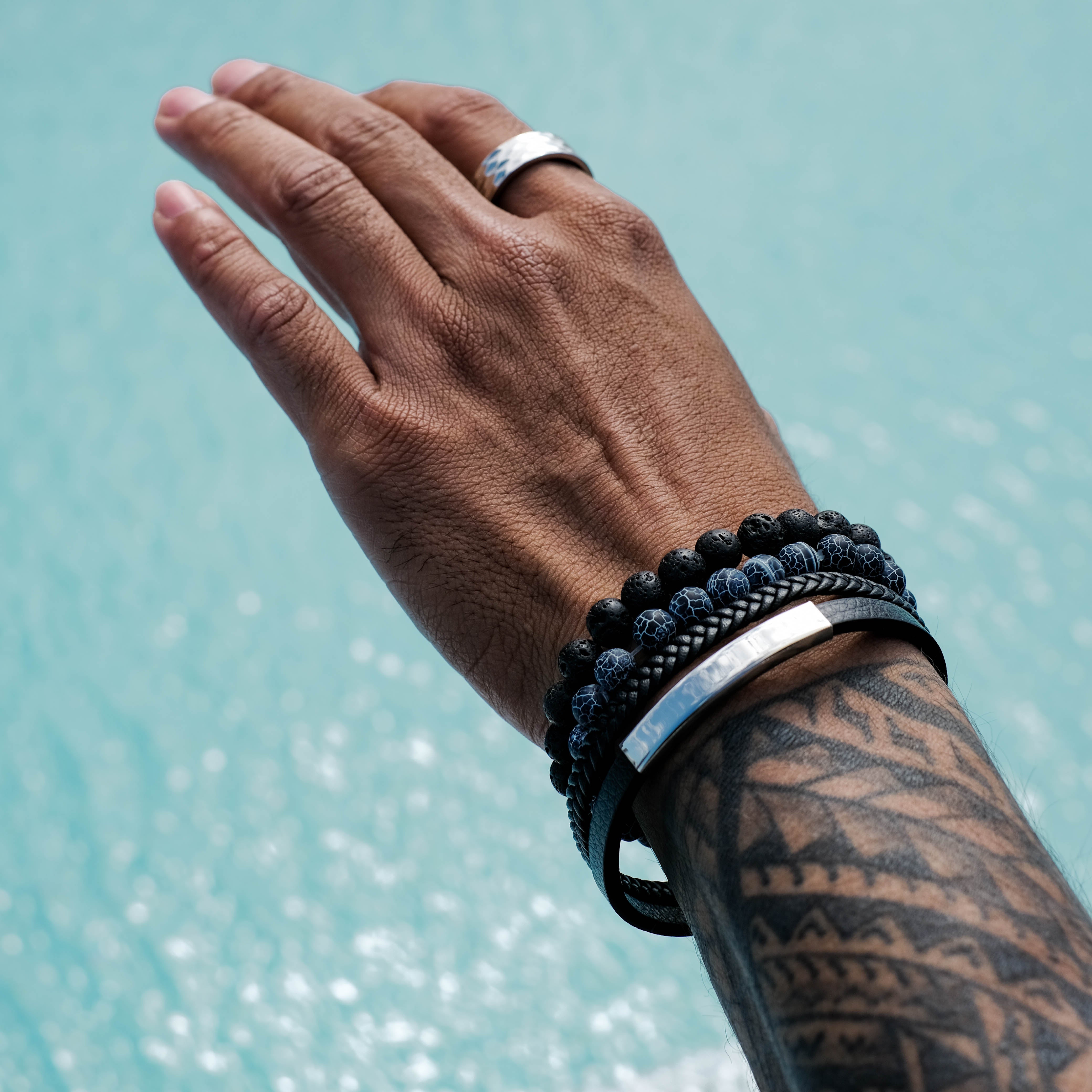 The Electric - Hammered Titanium Ring