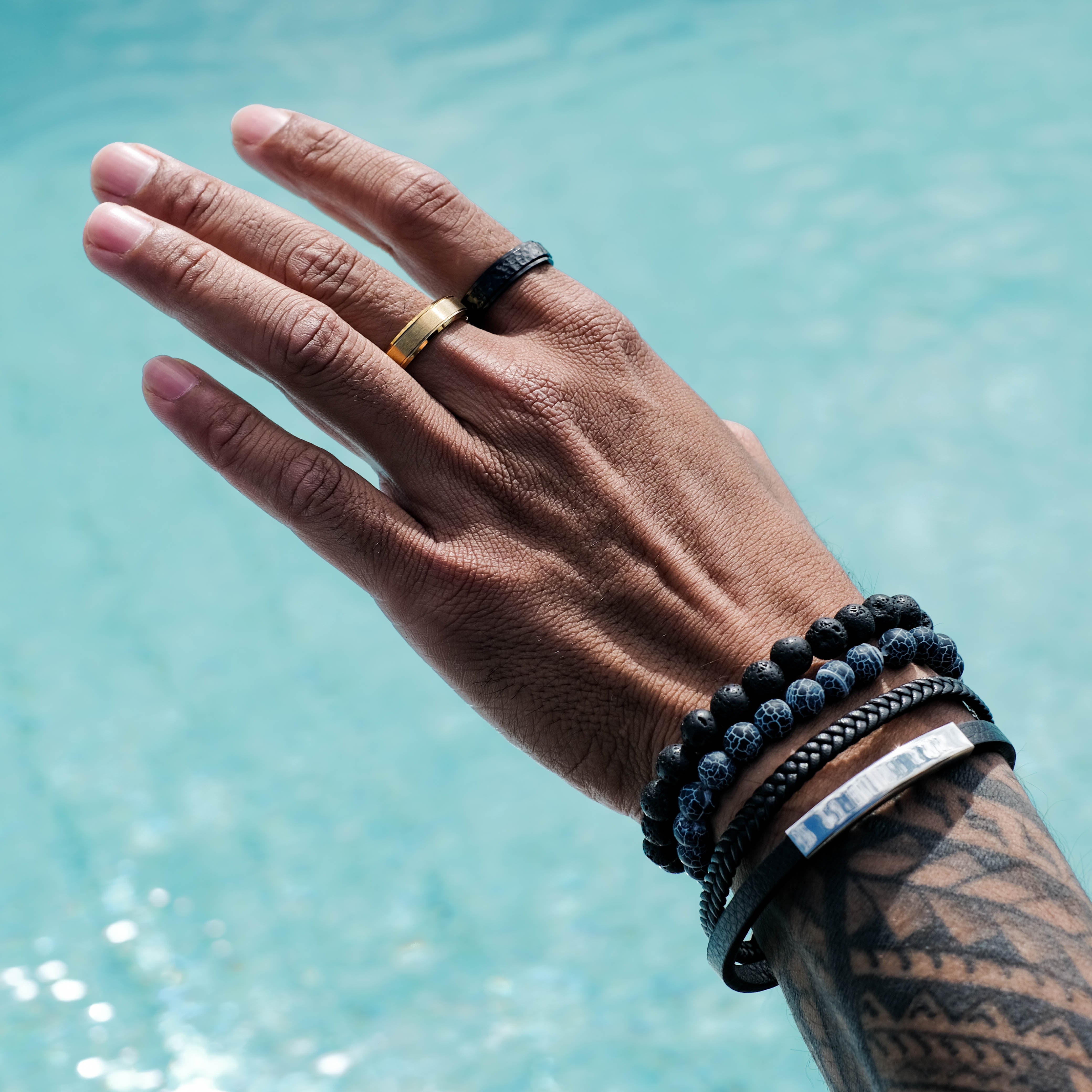 The Protector - Hammered Titanium Ring