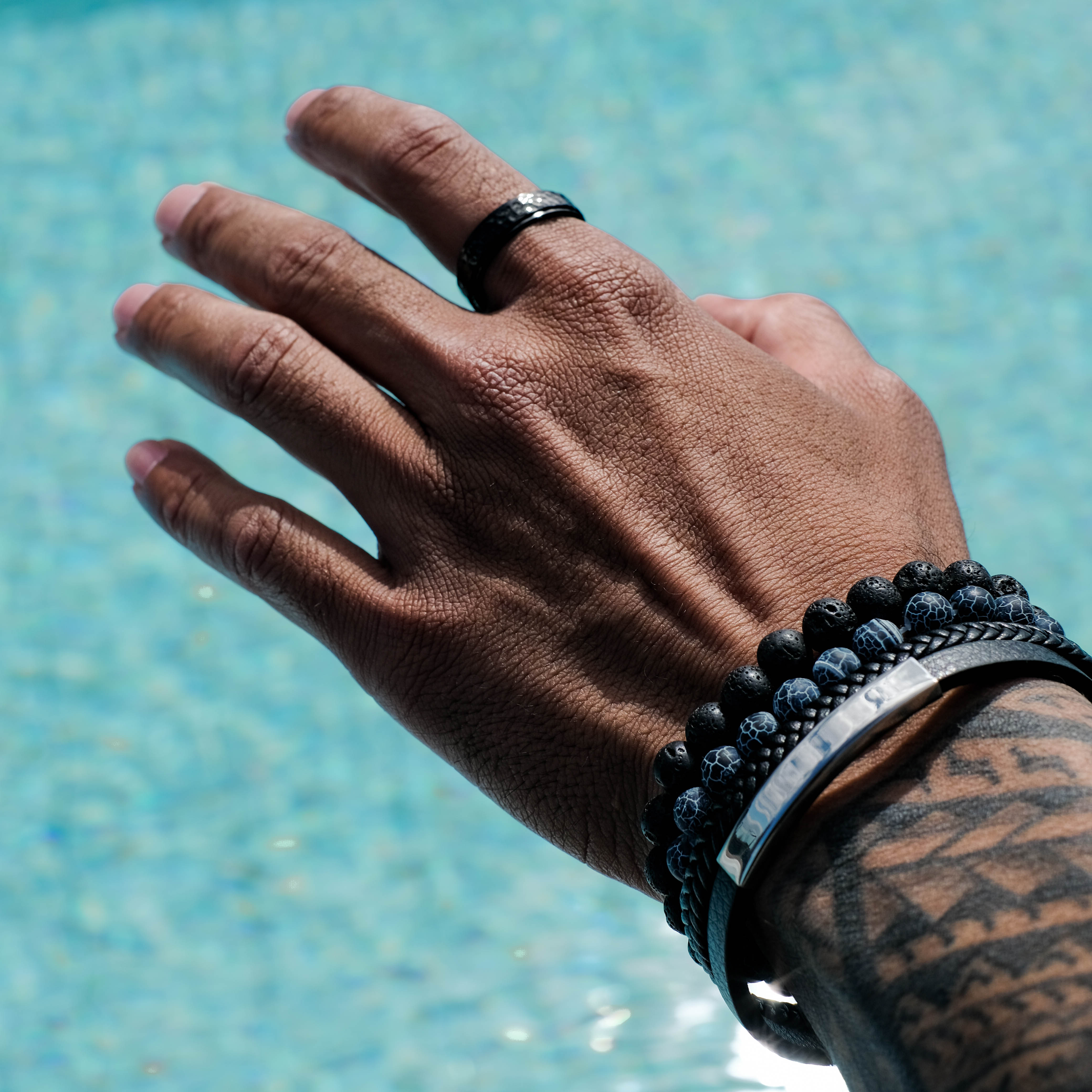 The Protector - Hammered Titanium Ring