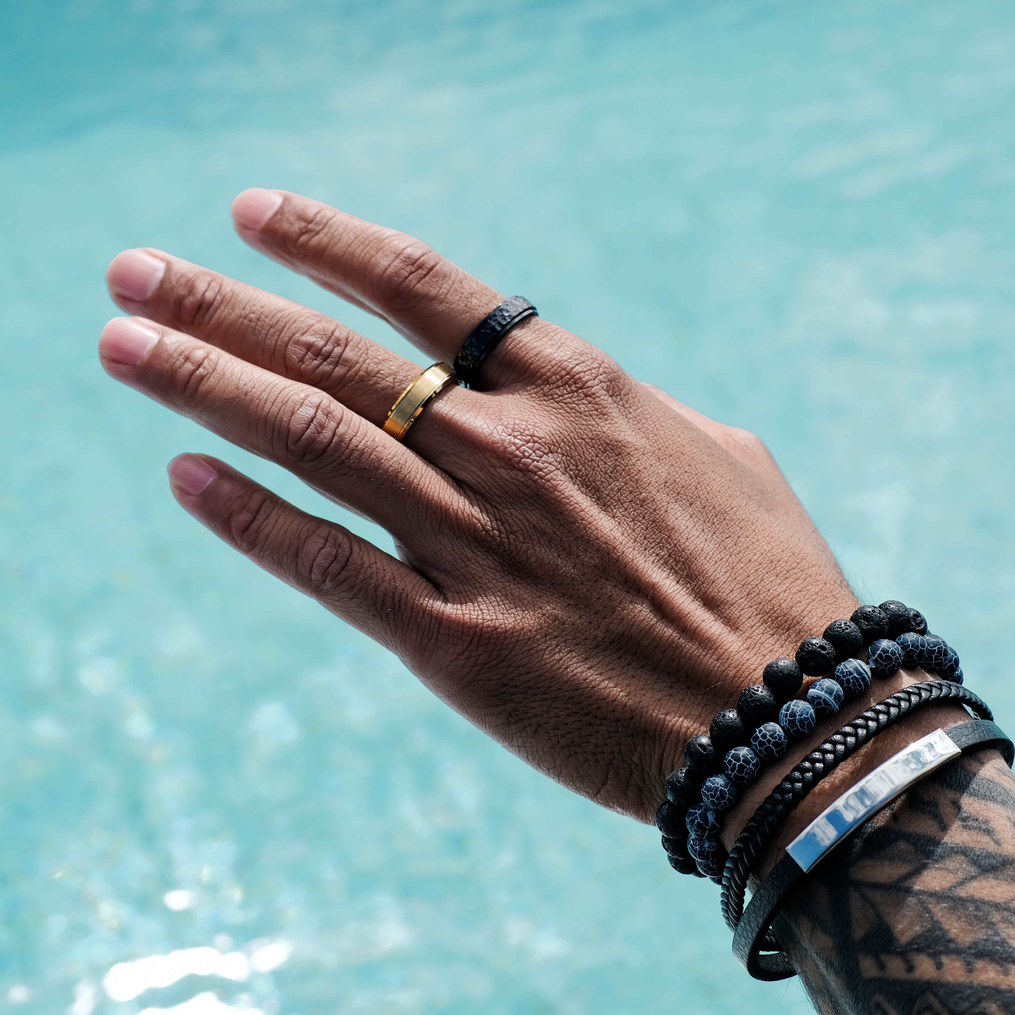 The Protector - Hammered Titanium Ring