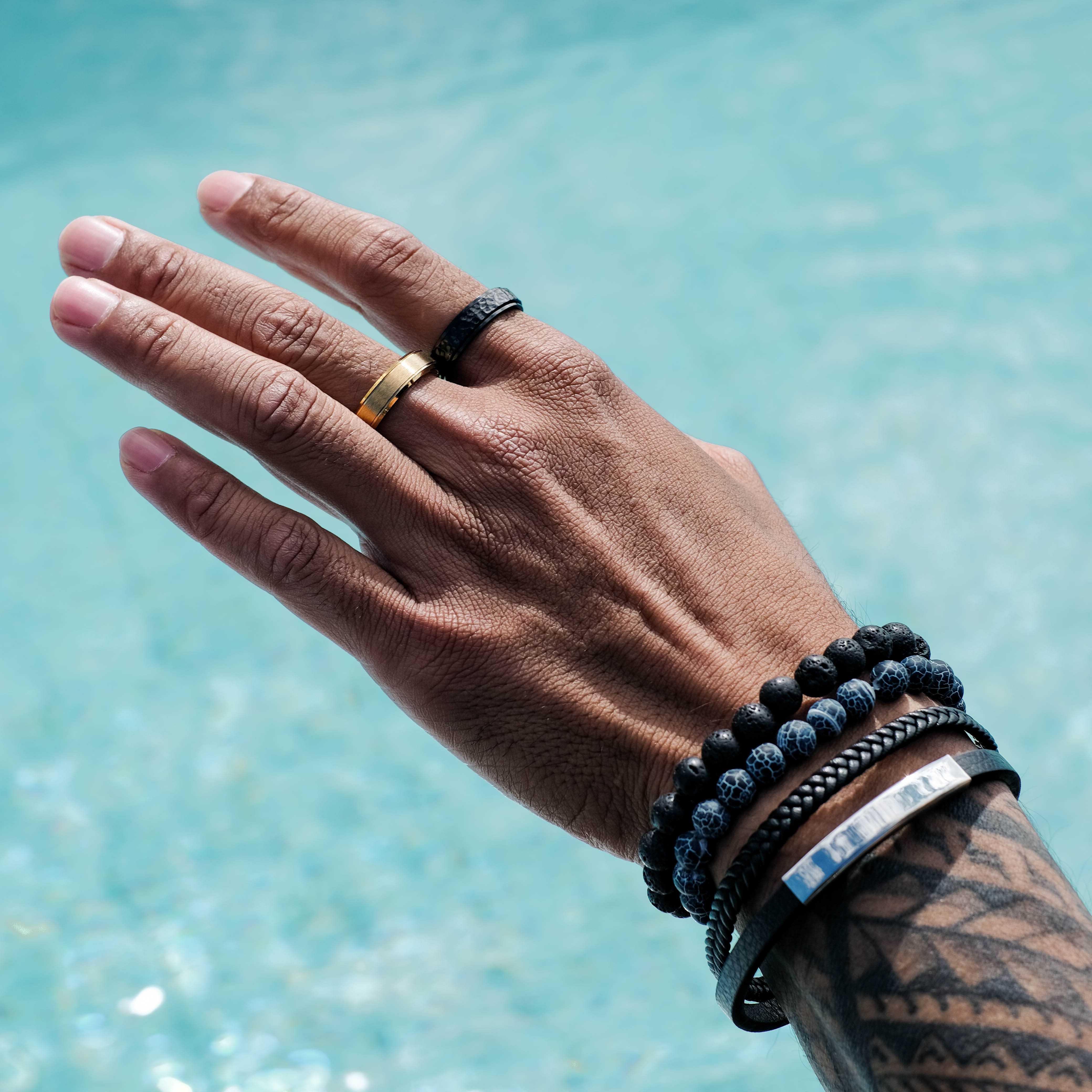 The Protector - Hammered Titanium Ring