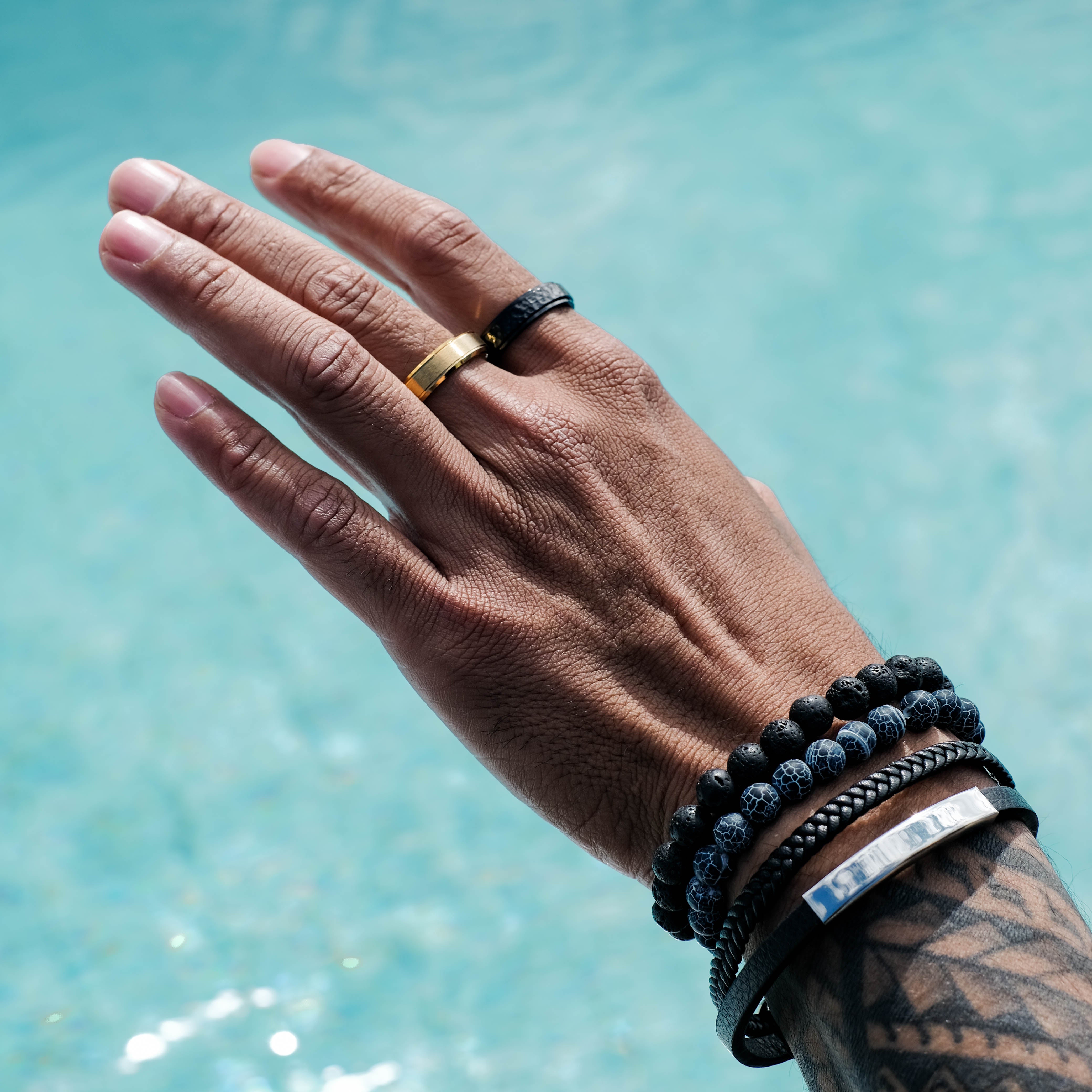 The Protector - Hammered Titanium Ring