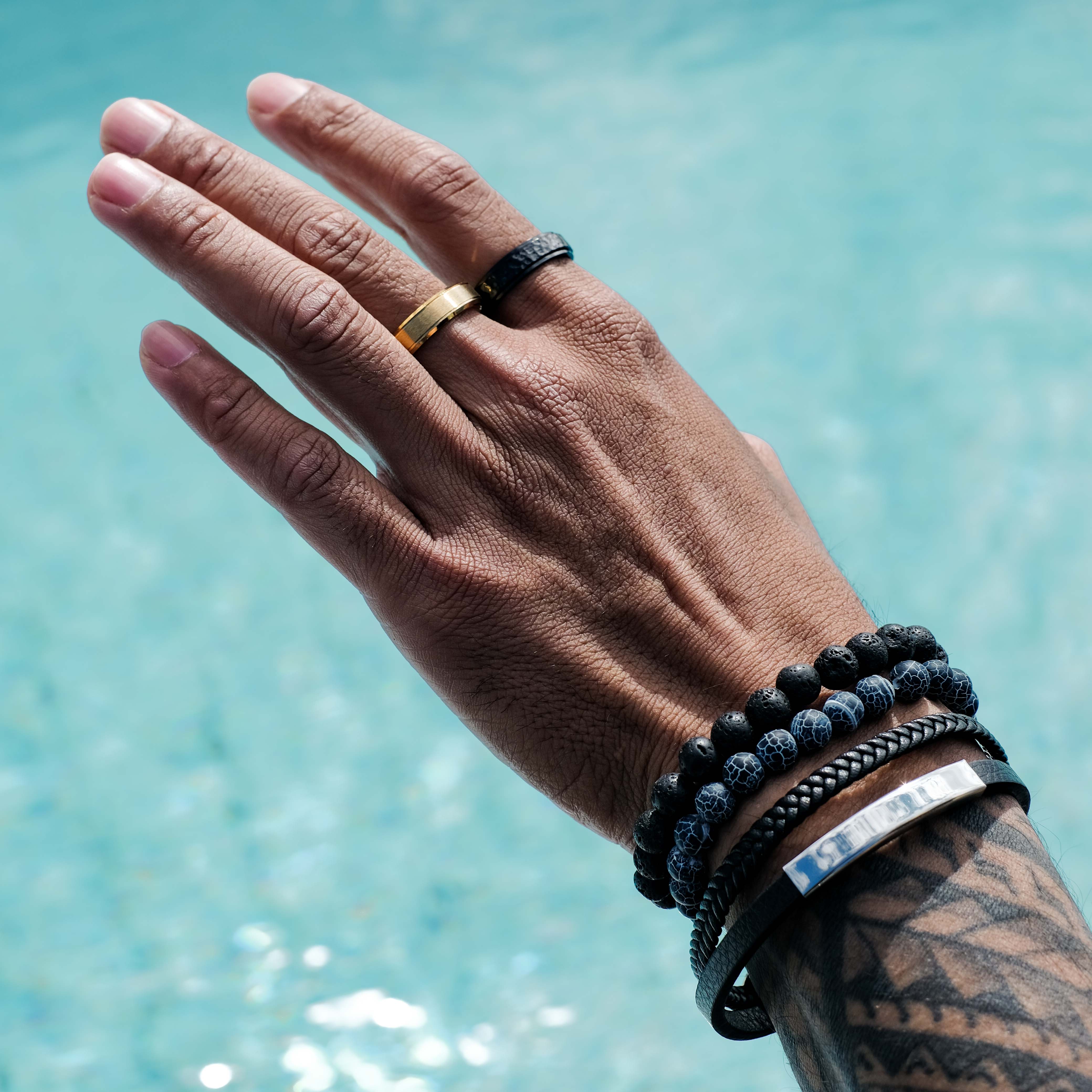 The Protector - Hammered Titanium Ring