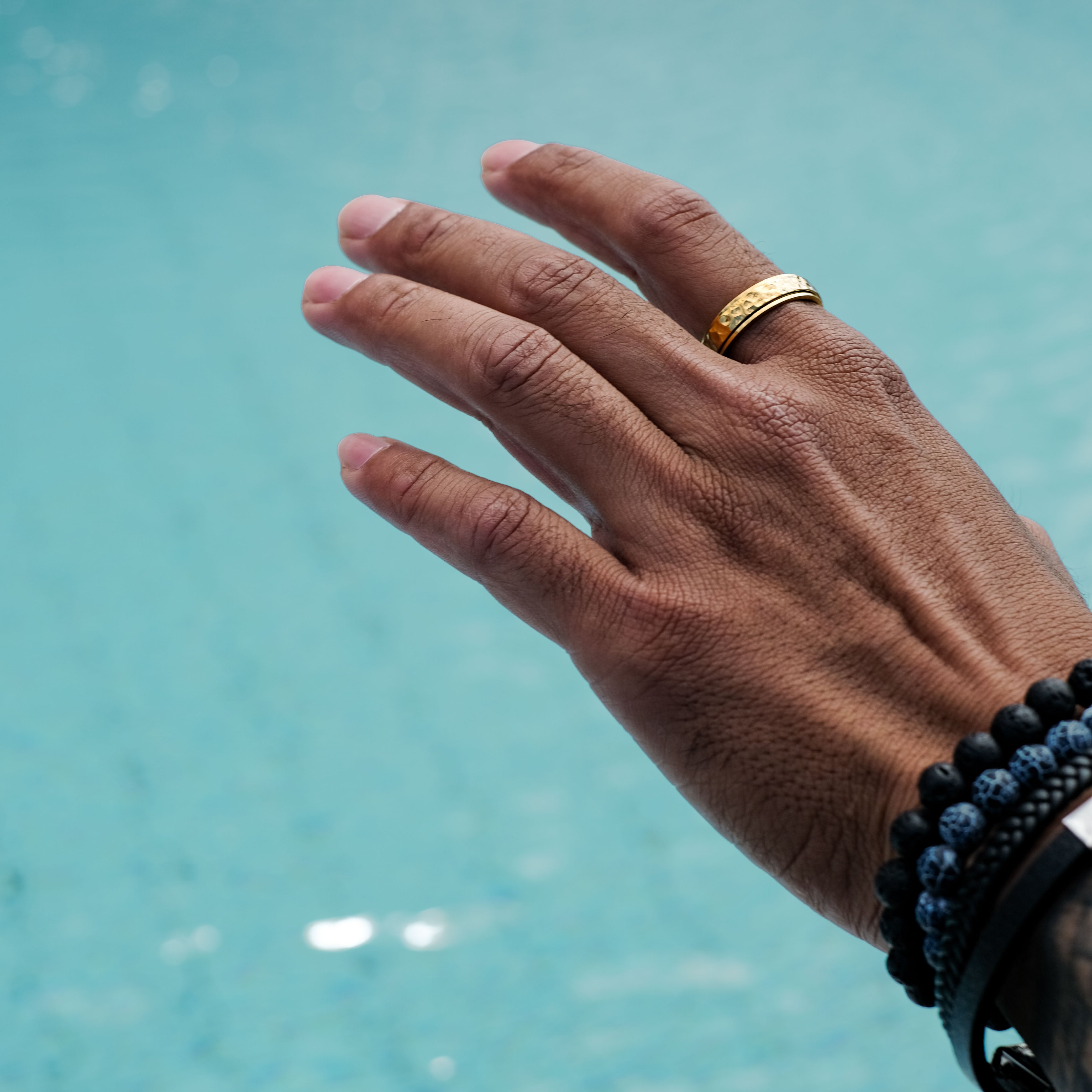 The Prodigy - Hammered Titanium Ring