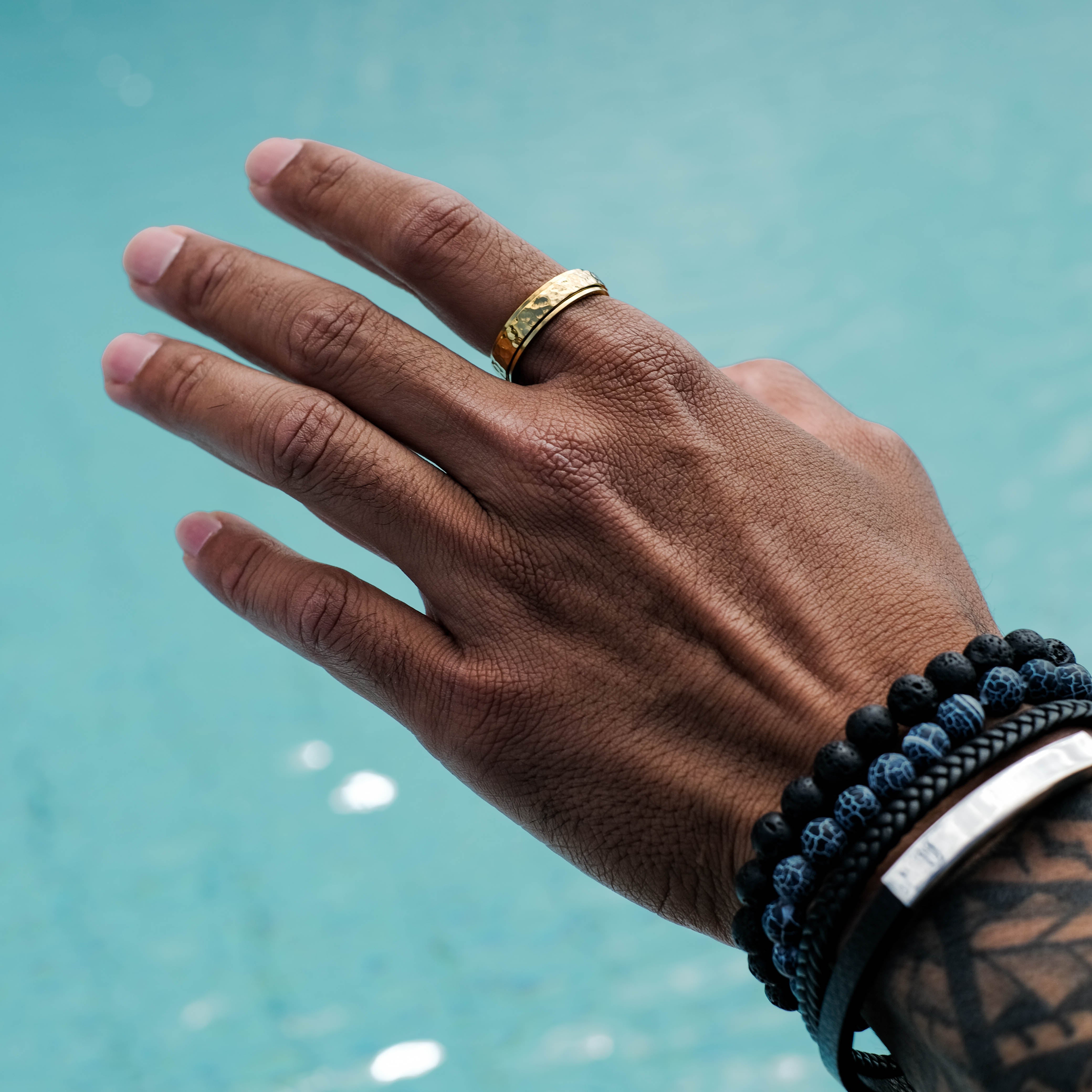 The Prodigy - Hammered Titanium Ring