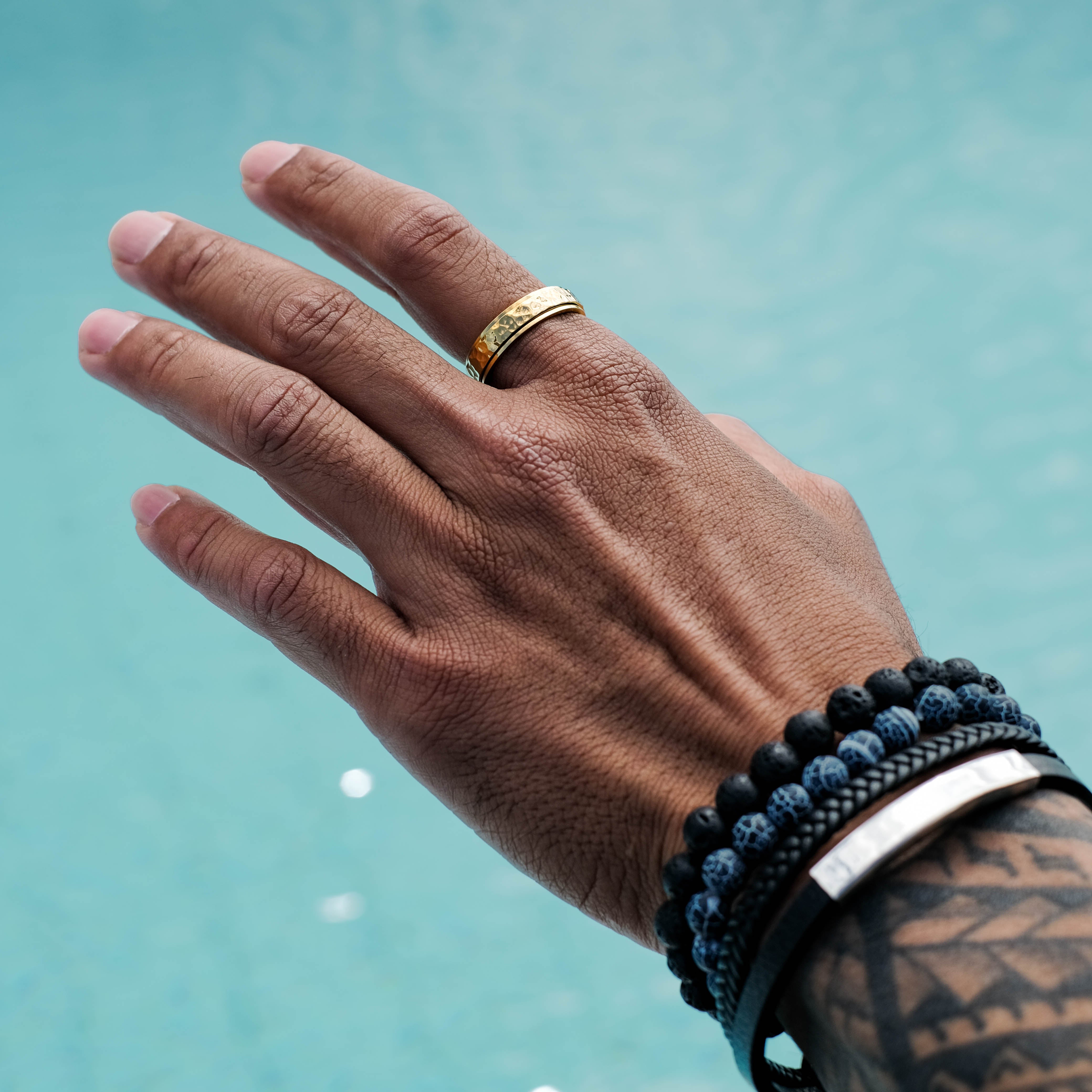 The Prodigy - Hammered Titanium Ring