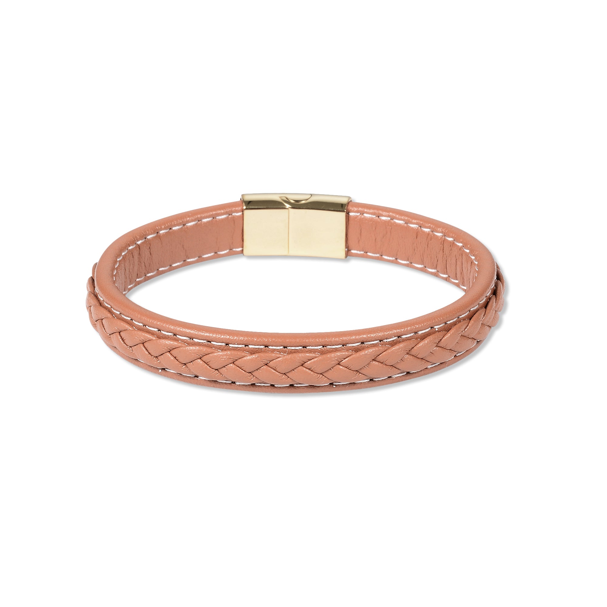 Tan Braided Stainless Steel Bracelet