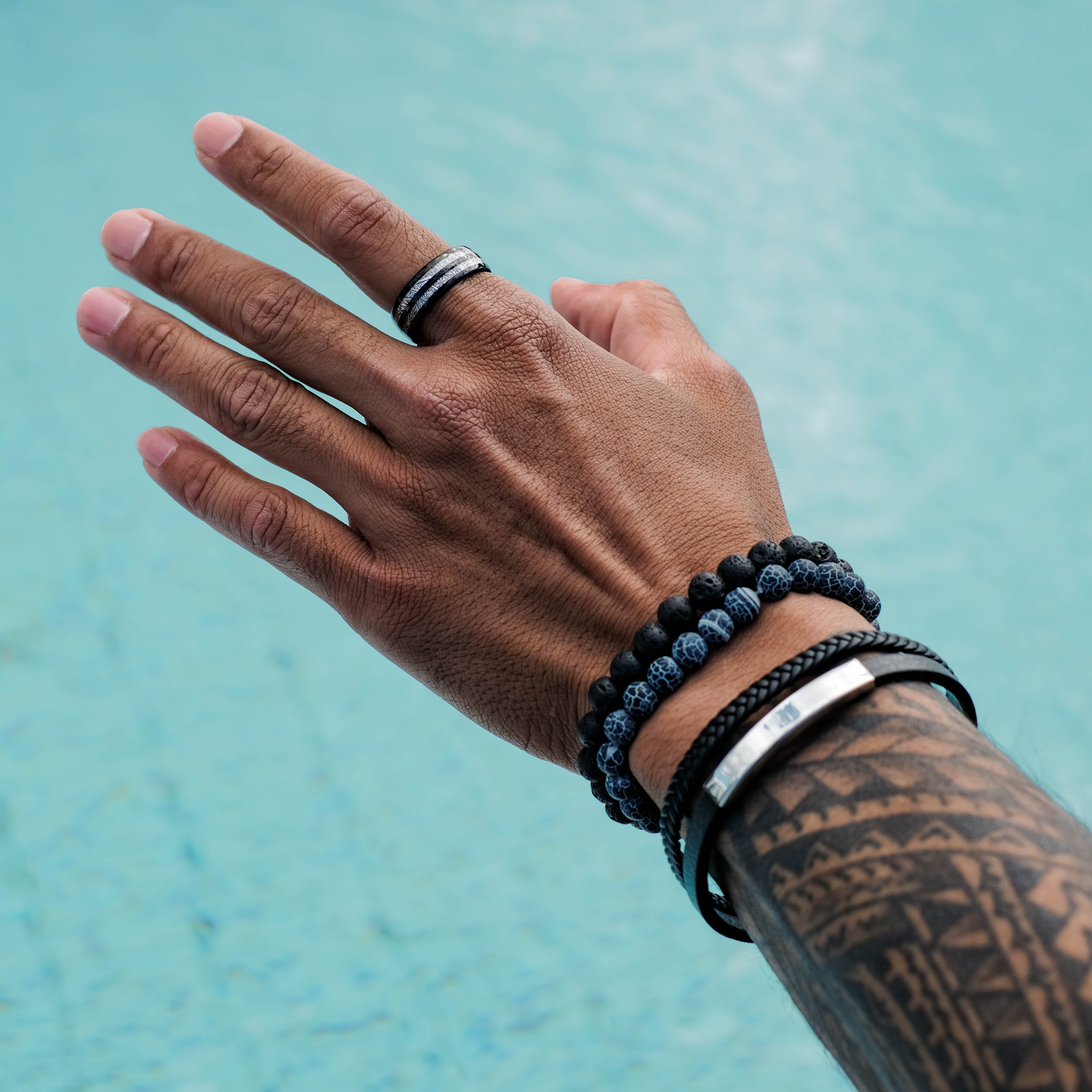 The Apollo - Black 6mm Meteorite Tungsten Ring