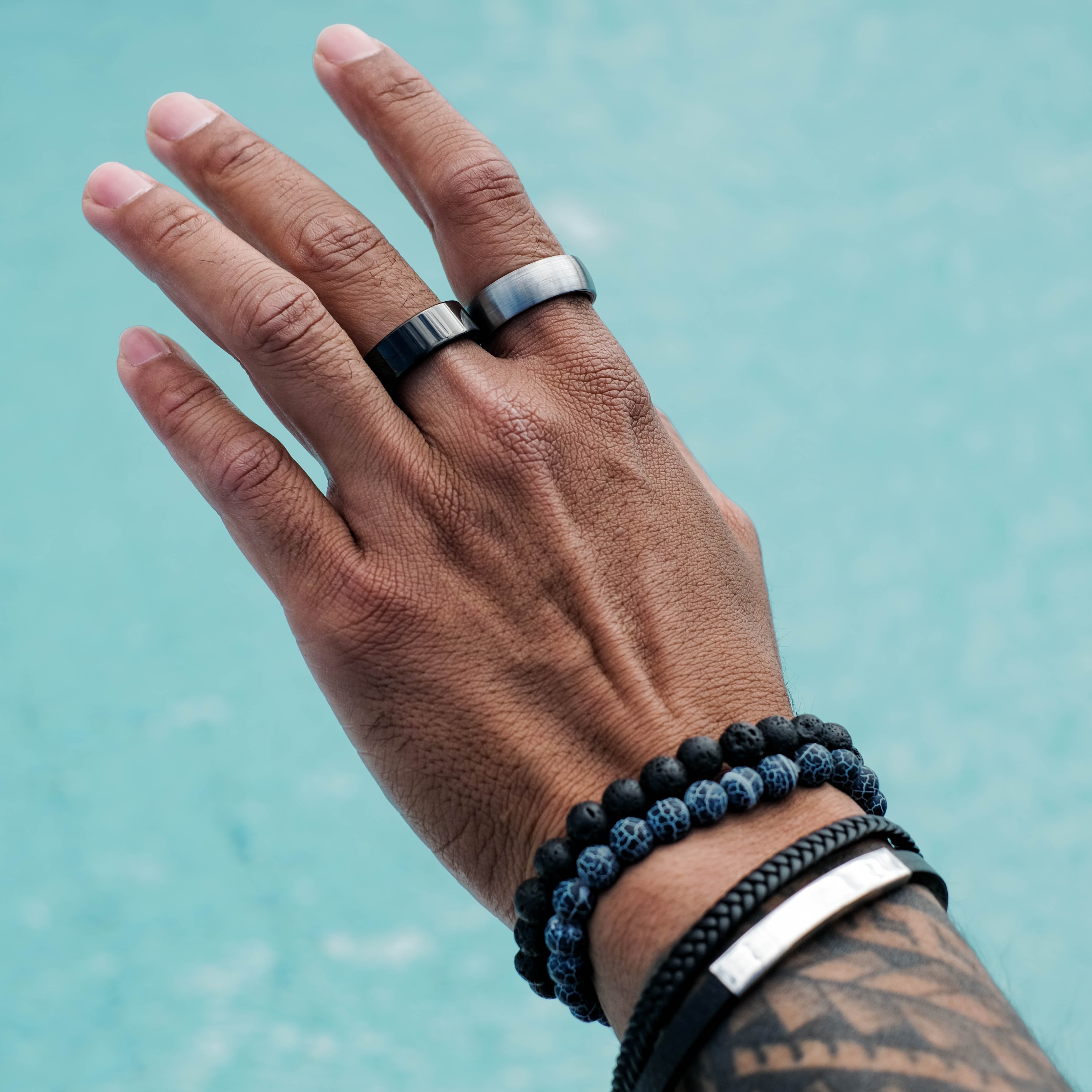 The Noble - Silver Brushed Tungsten Koa Wood Ring