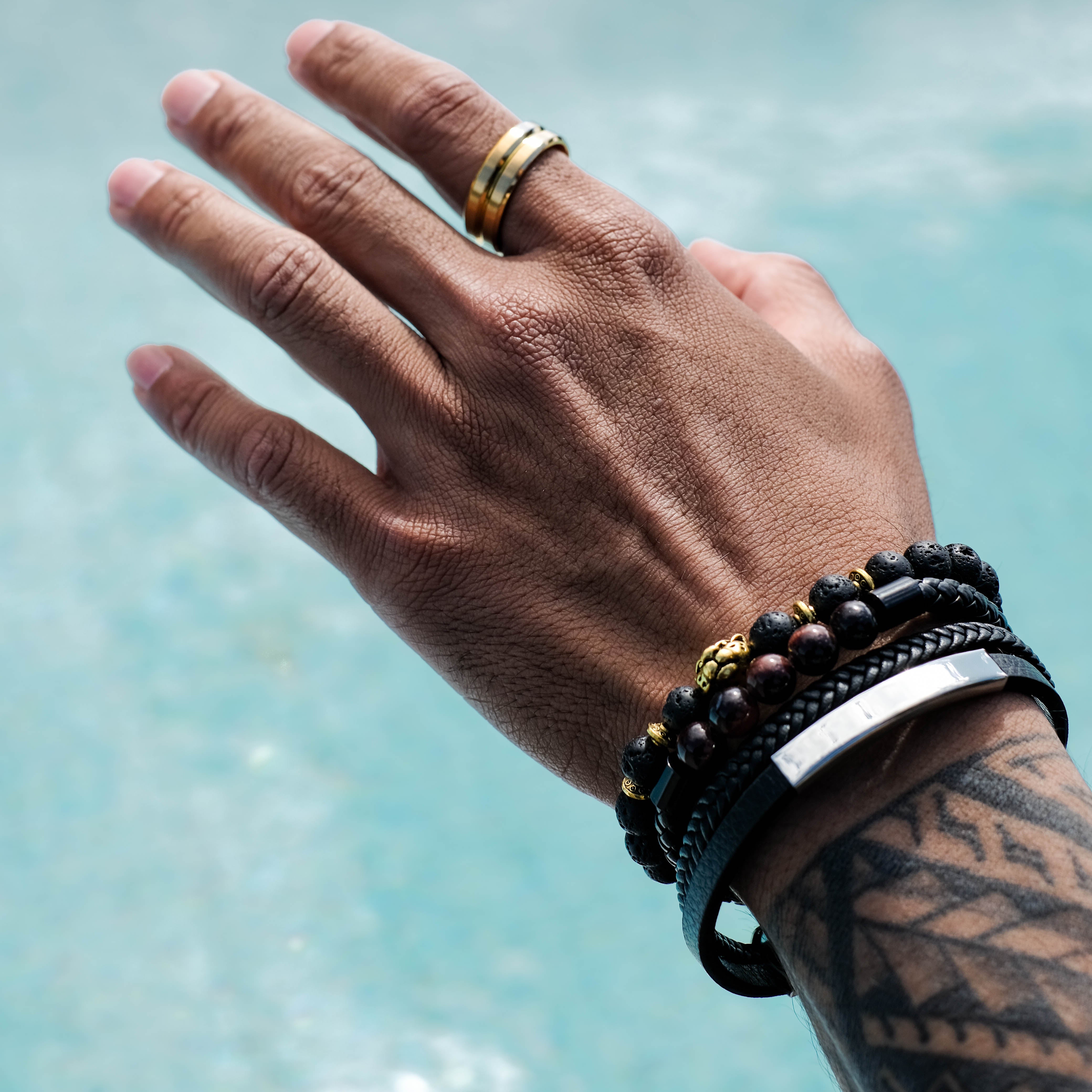 The Sheriff - Brushed Beveled Titanium Ring