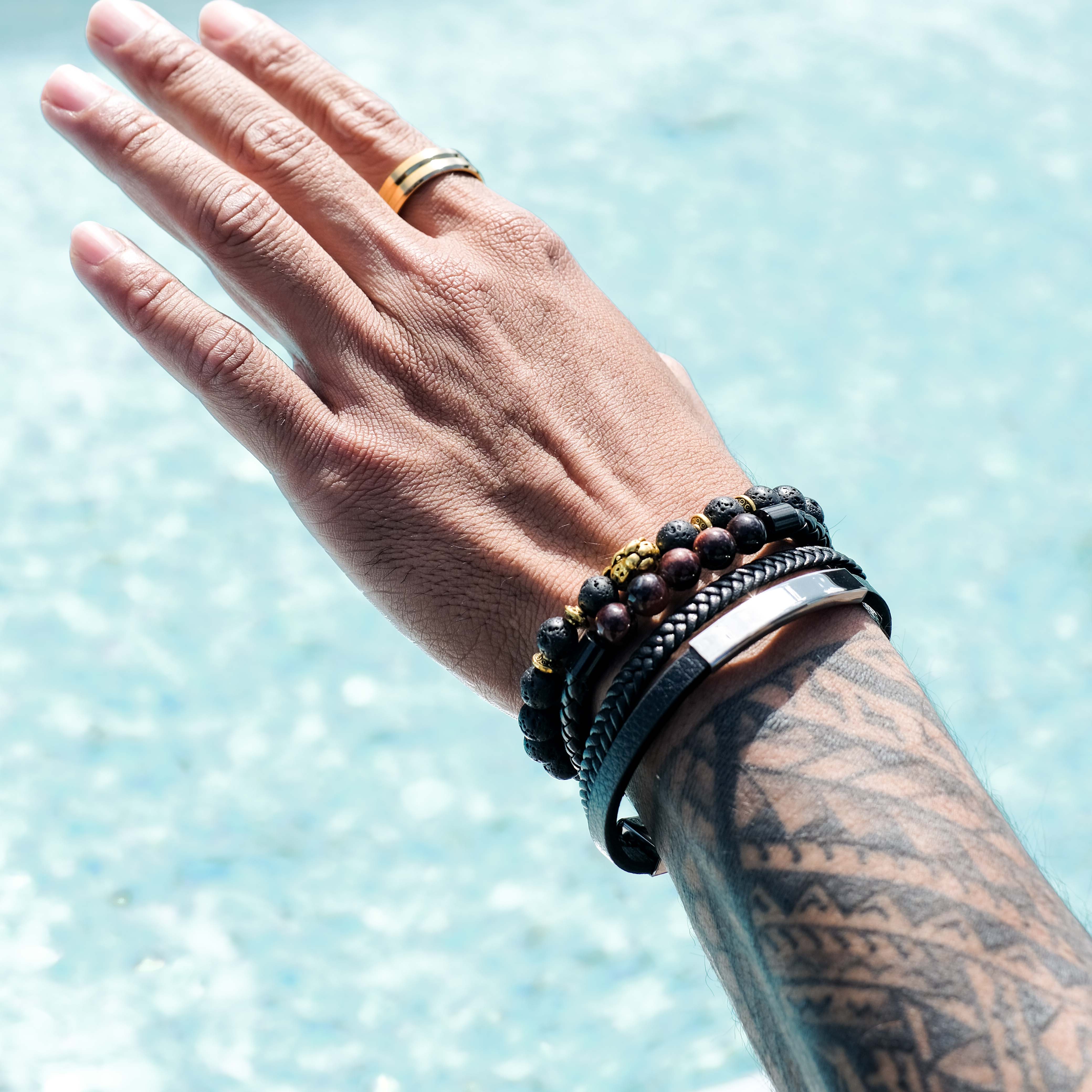 The Sheriff - Brushed Beveled Titanium Ring