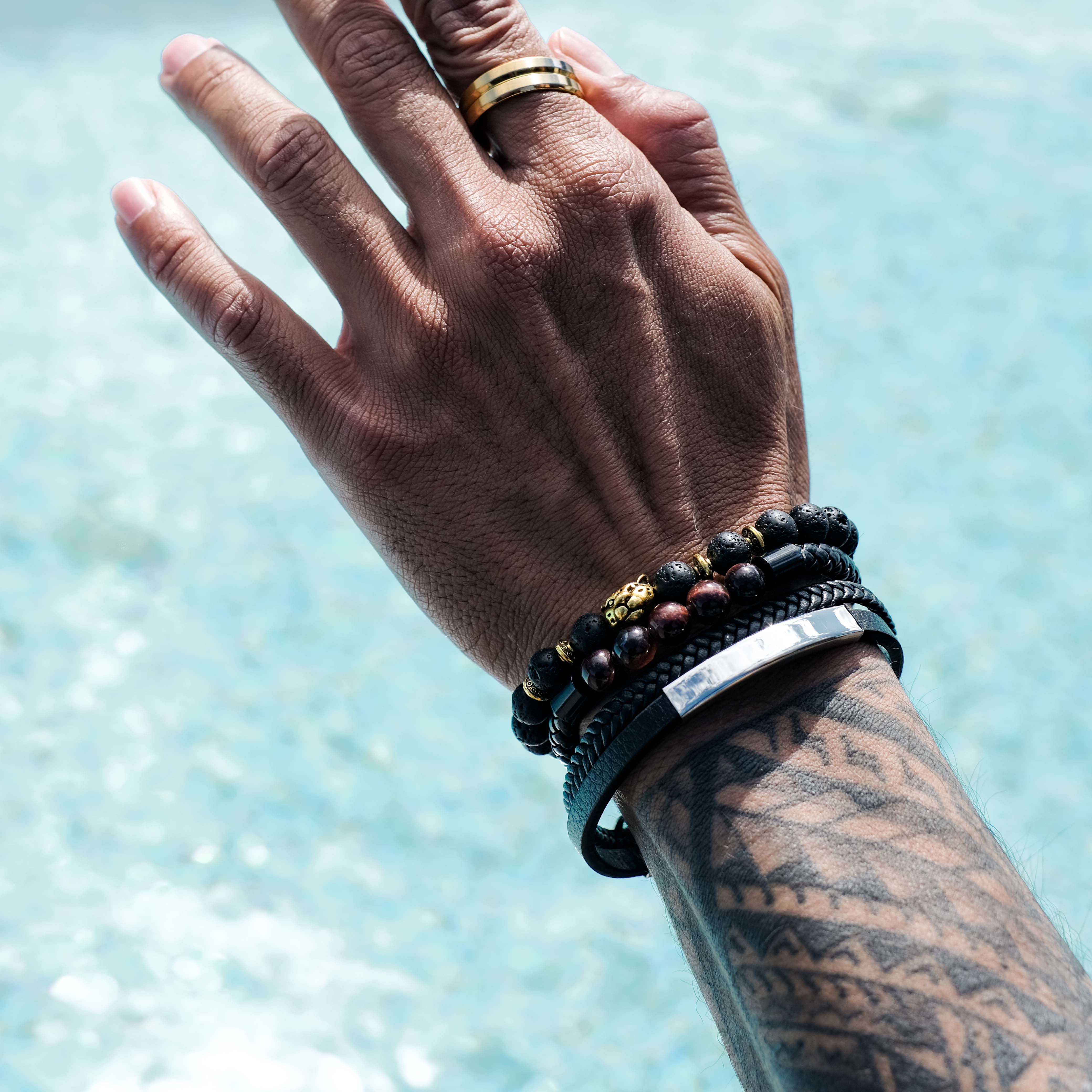 The Sheriff - Brushed Beveled Titanium Ring