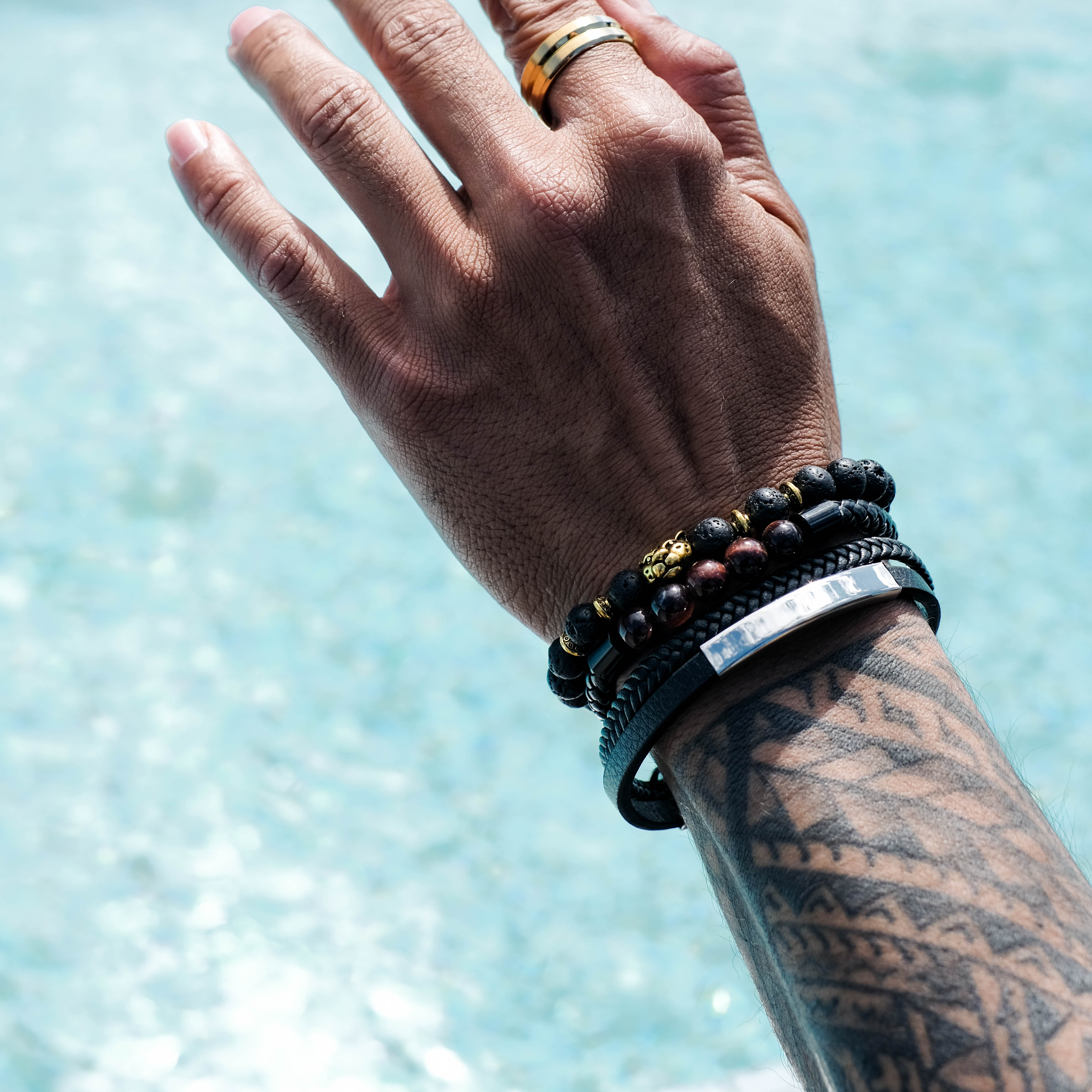 The Sheriff - Brushed Beveled Titanium Ring