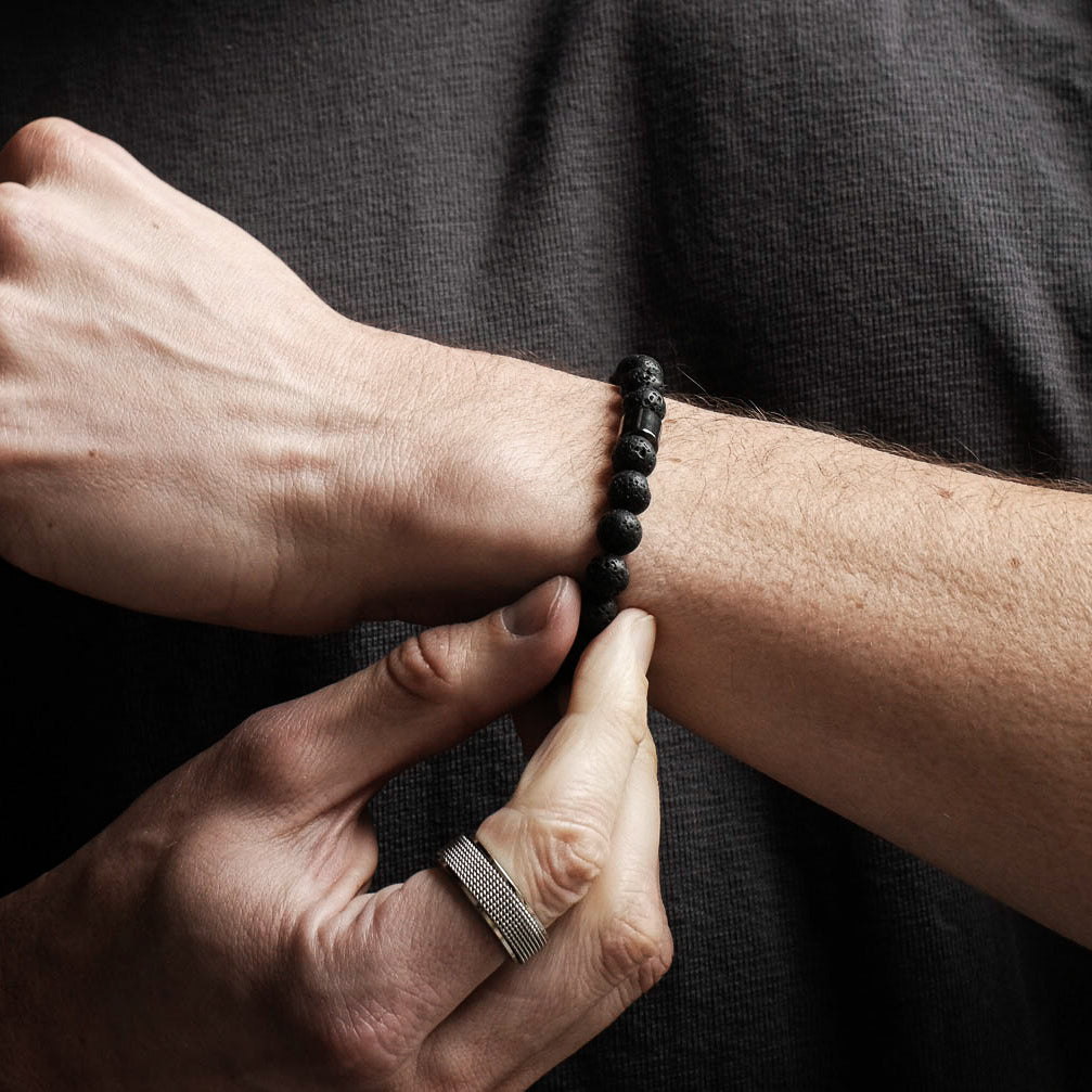 8mm Black Lava Hematite Bracelet