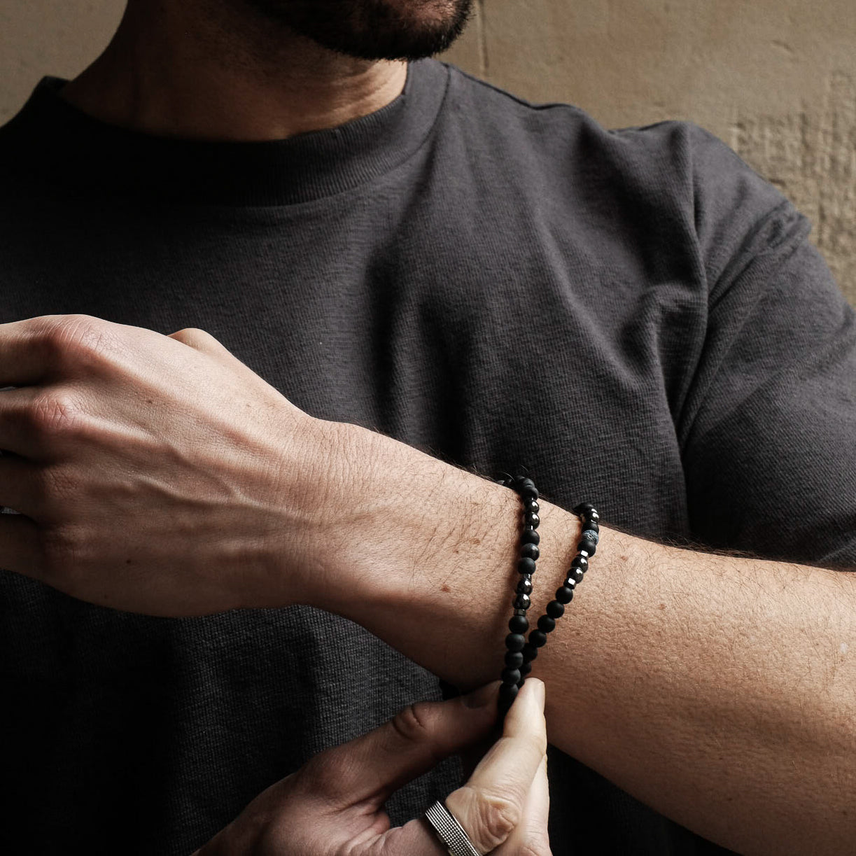 Mix Black Marble Lava Beaded Bracelet