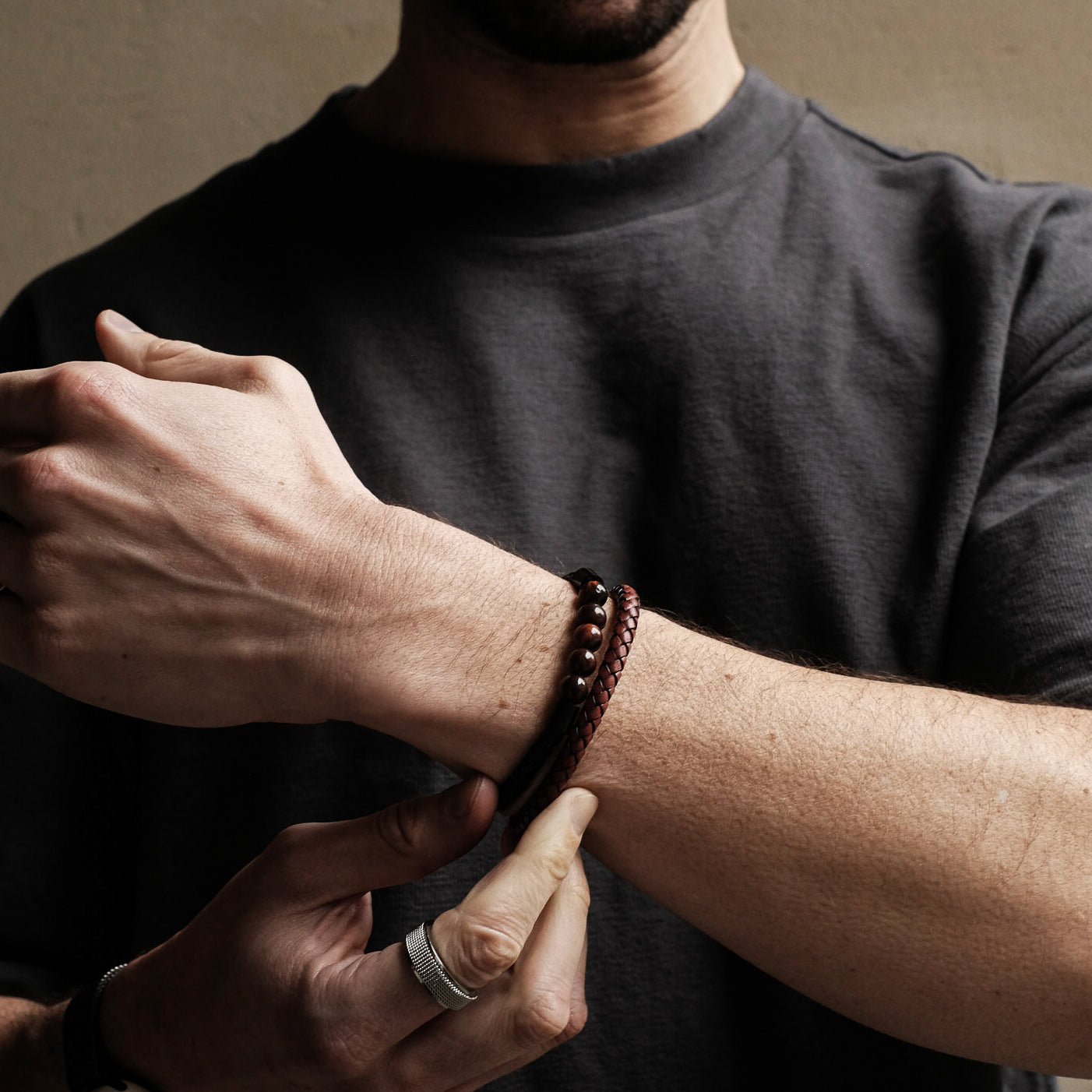 Brown Tiger Eye Leather Magnetic Bracelet