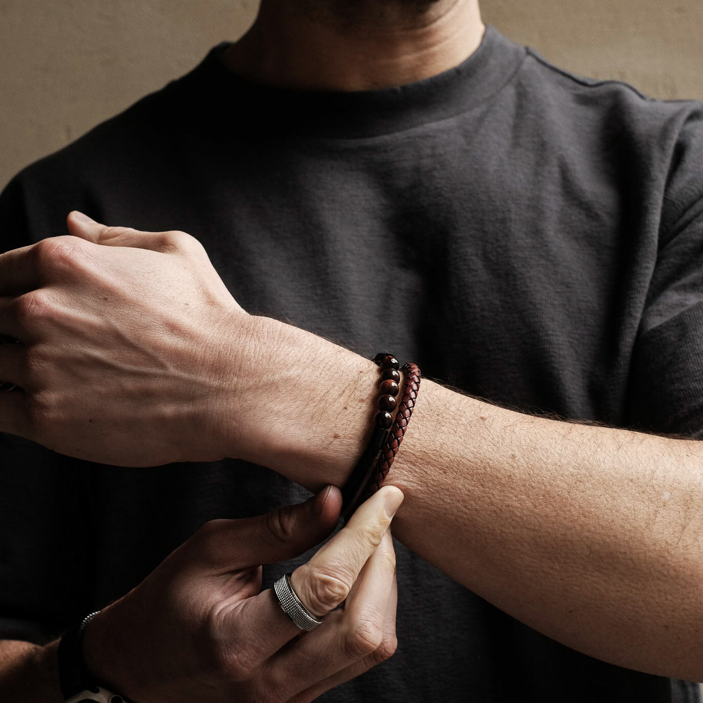 Brown Tiger Eye Leather Magnetic Bracelet