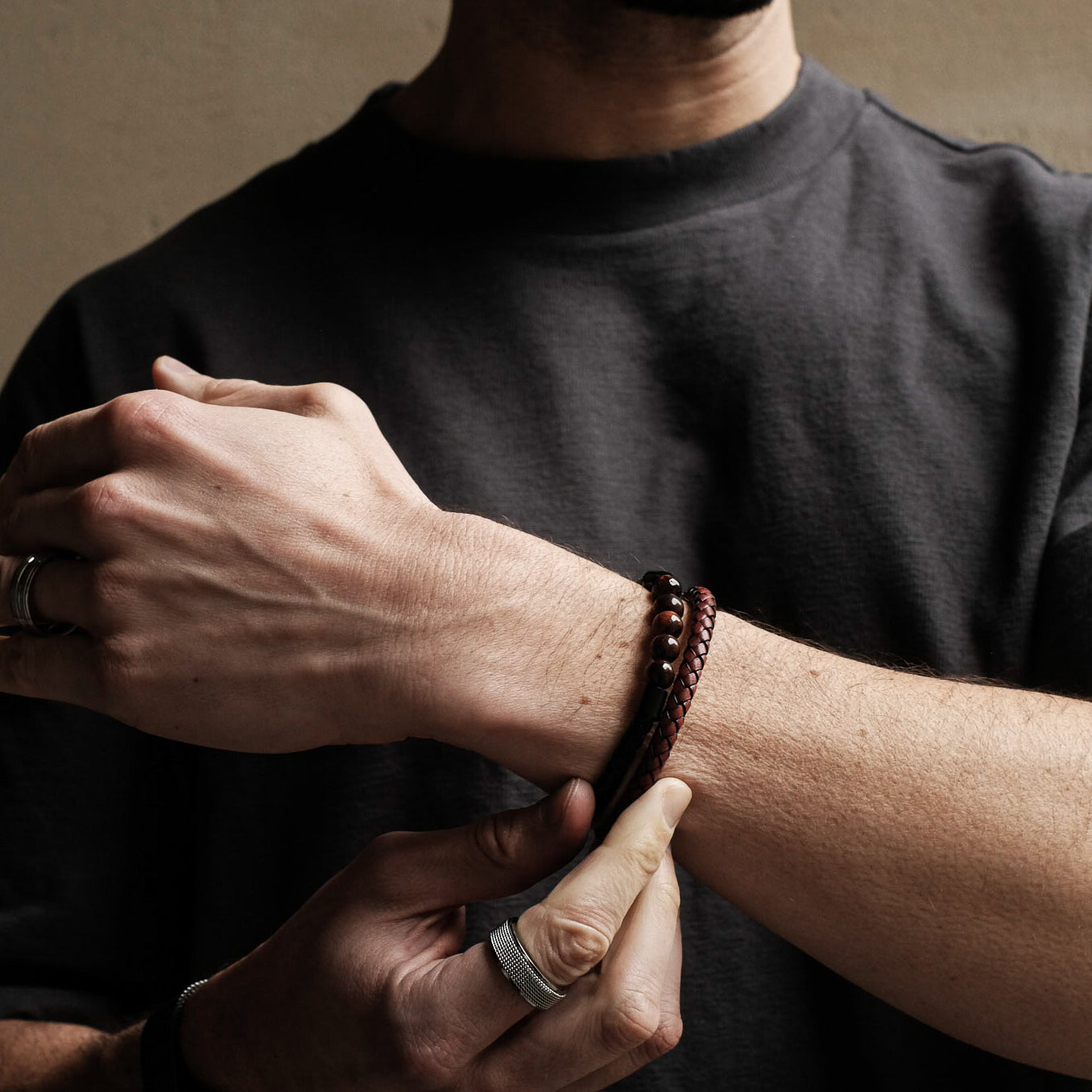 Brown Tiger Eye Leather Magnetic Bracelet