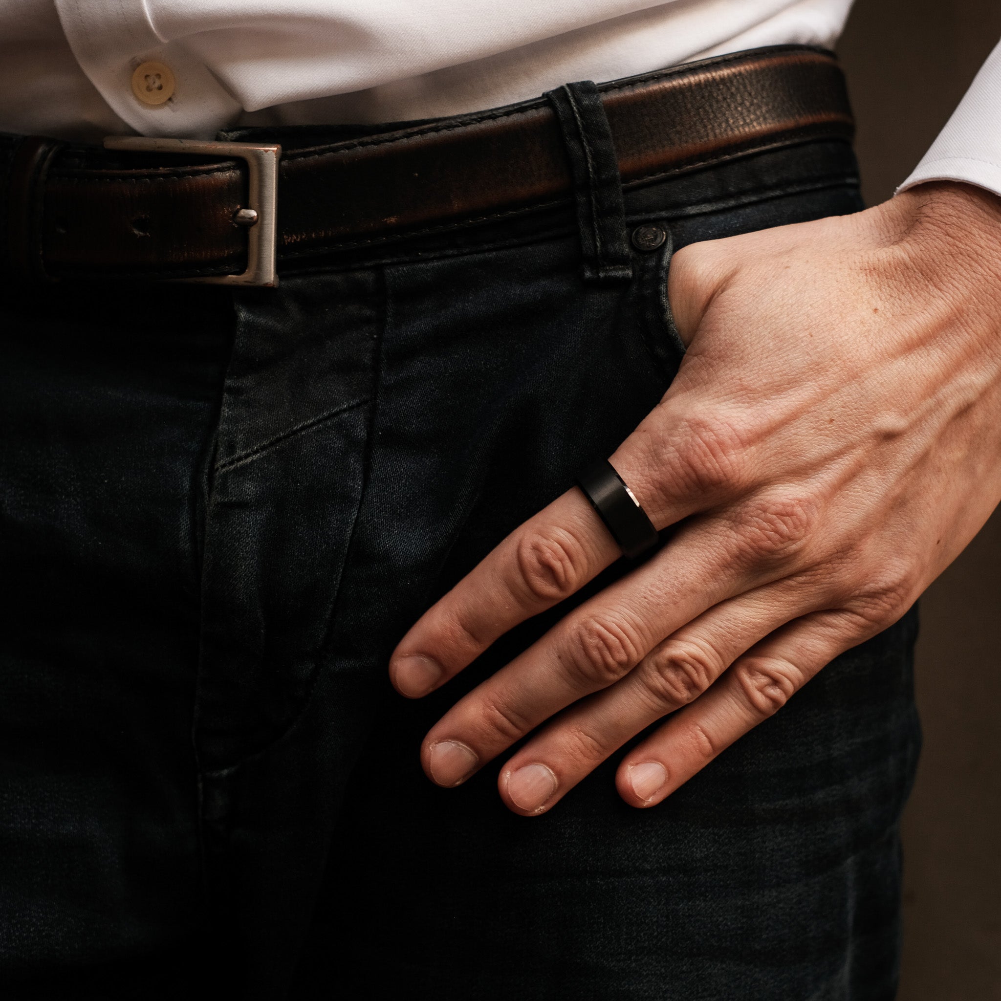 The Darknight - Black 10mm Brushed Tungsten Beveled Ring