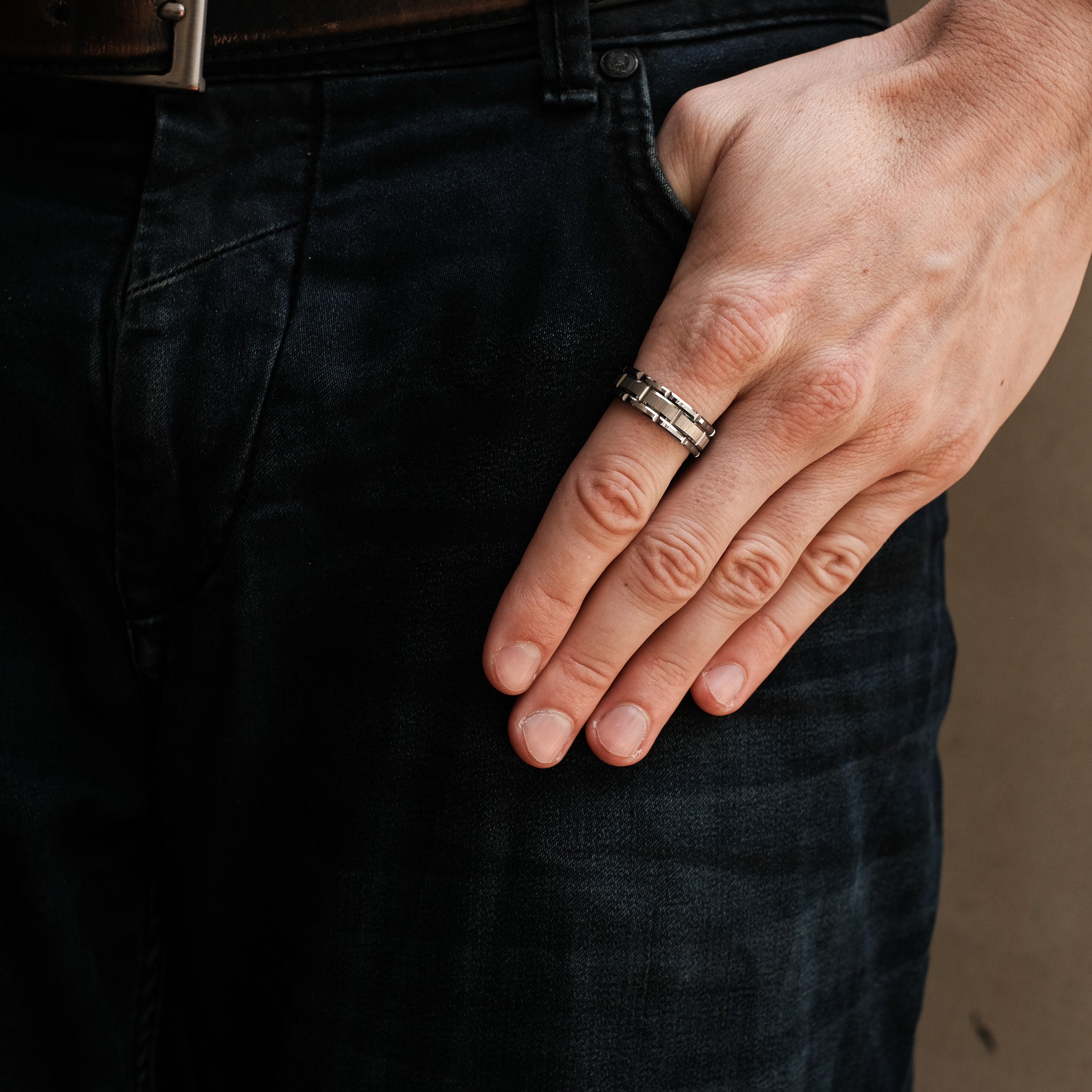 The Synergy - Silver Brushed Tungsten Ring