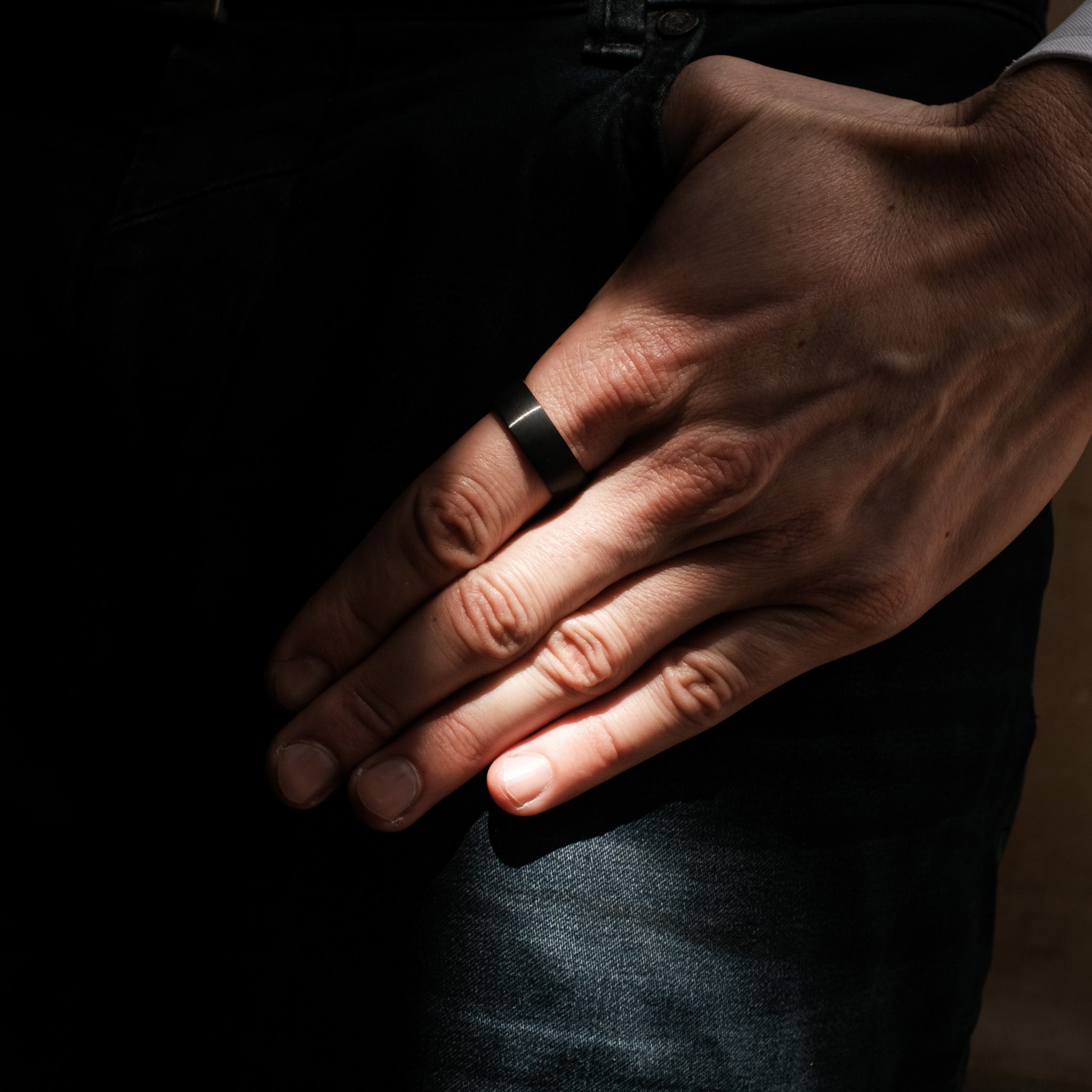 The Prestige - Black Brushed Tungsten Koa Wood Ring