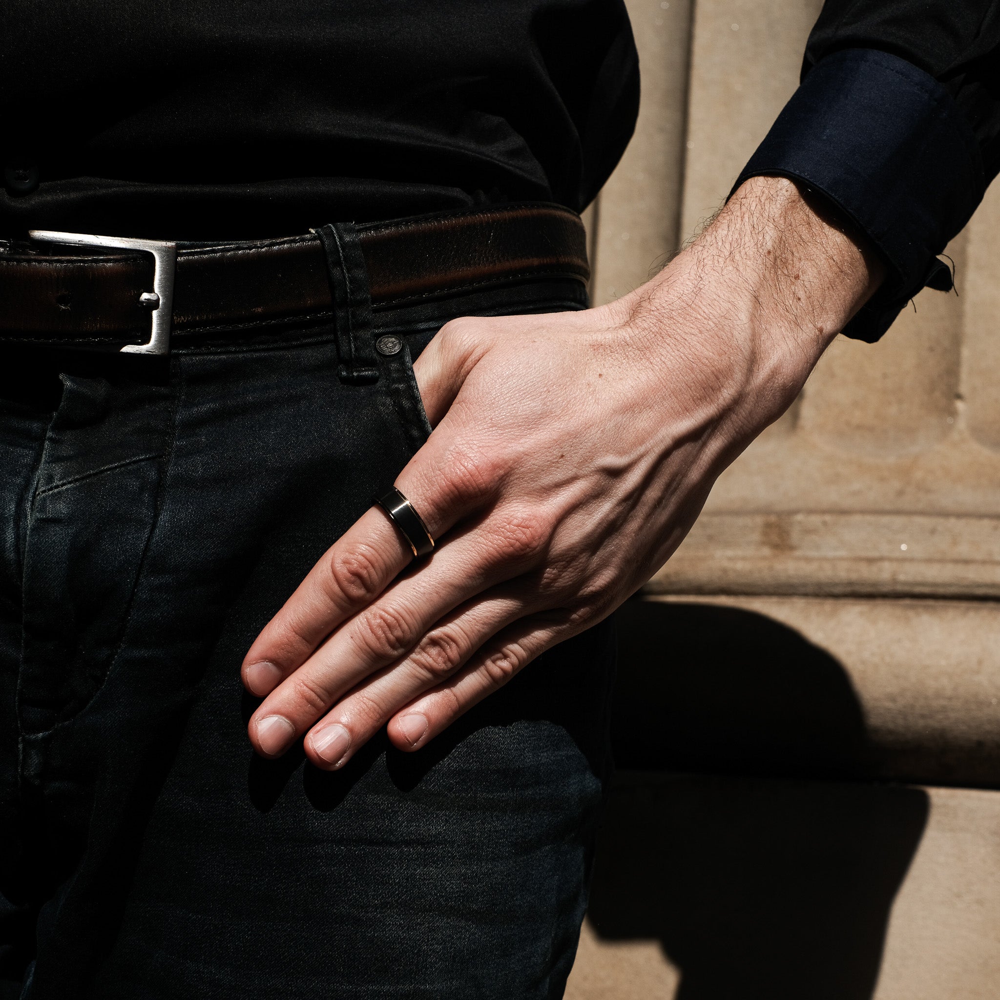 The Stalwart - Black Wood Tungsten Ring