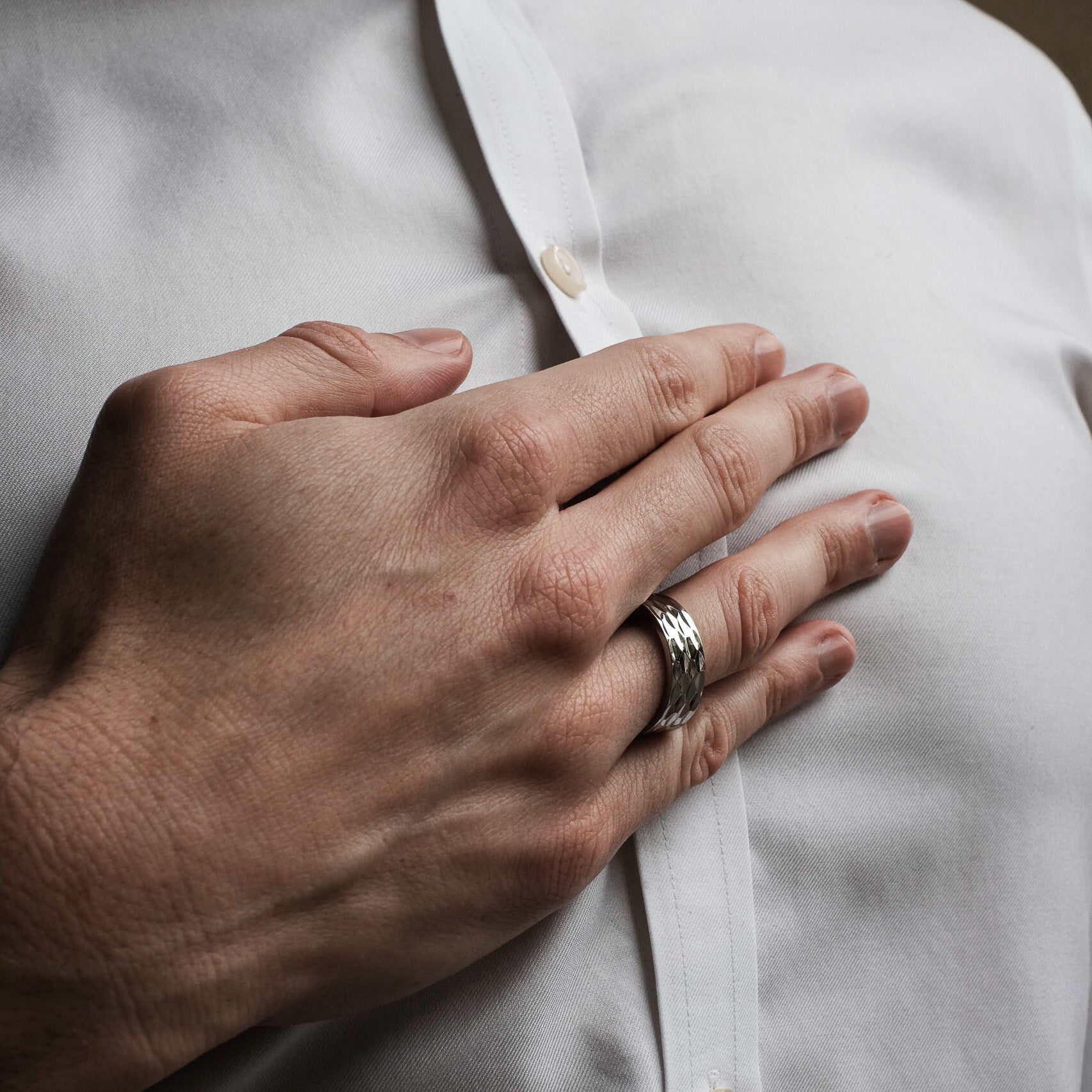 The Electric - Hammered Titanium Ring