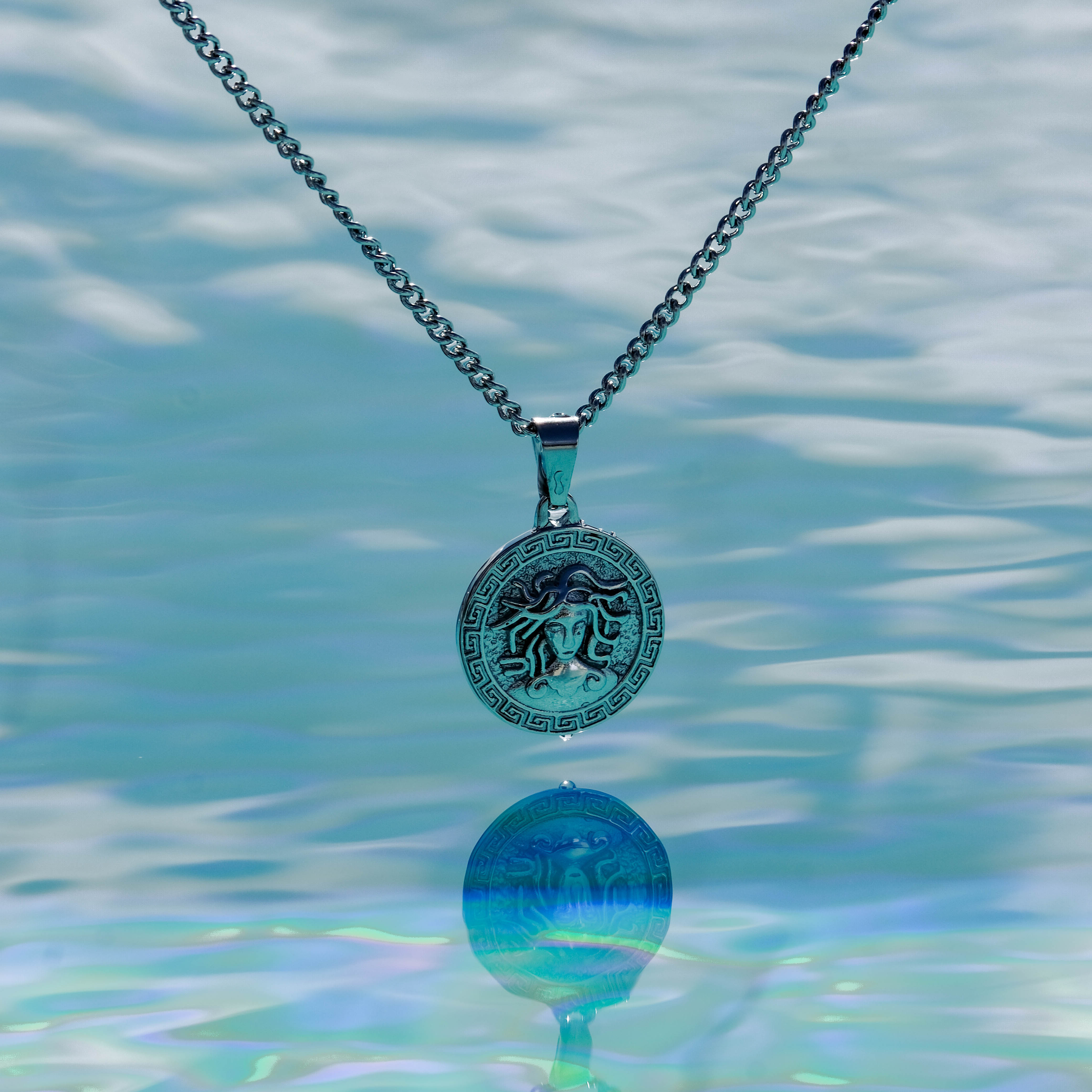 Medusa Coin Pendant Necklace (Silver)