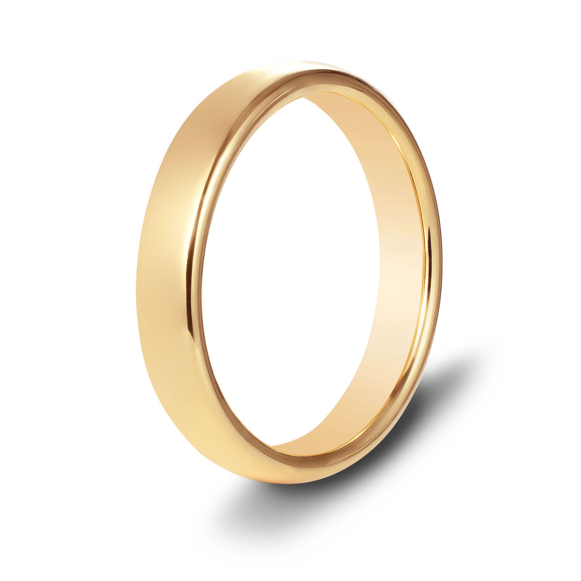 The Bond -  Women's Gold 4mm Tungsten Gloss Finish Curved Ring