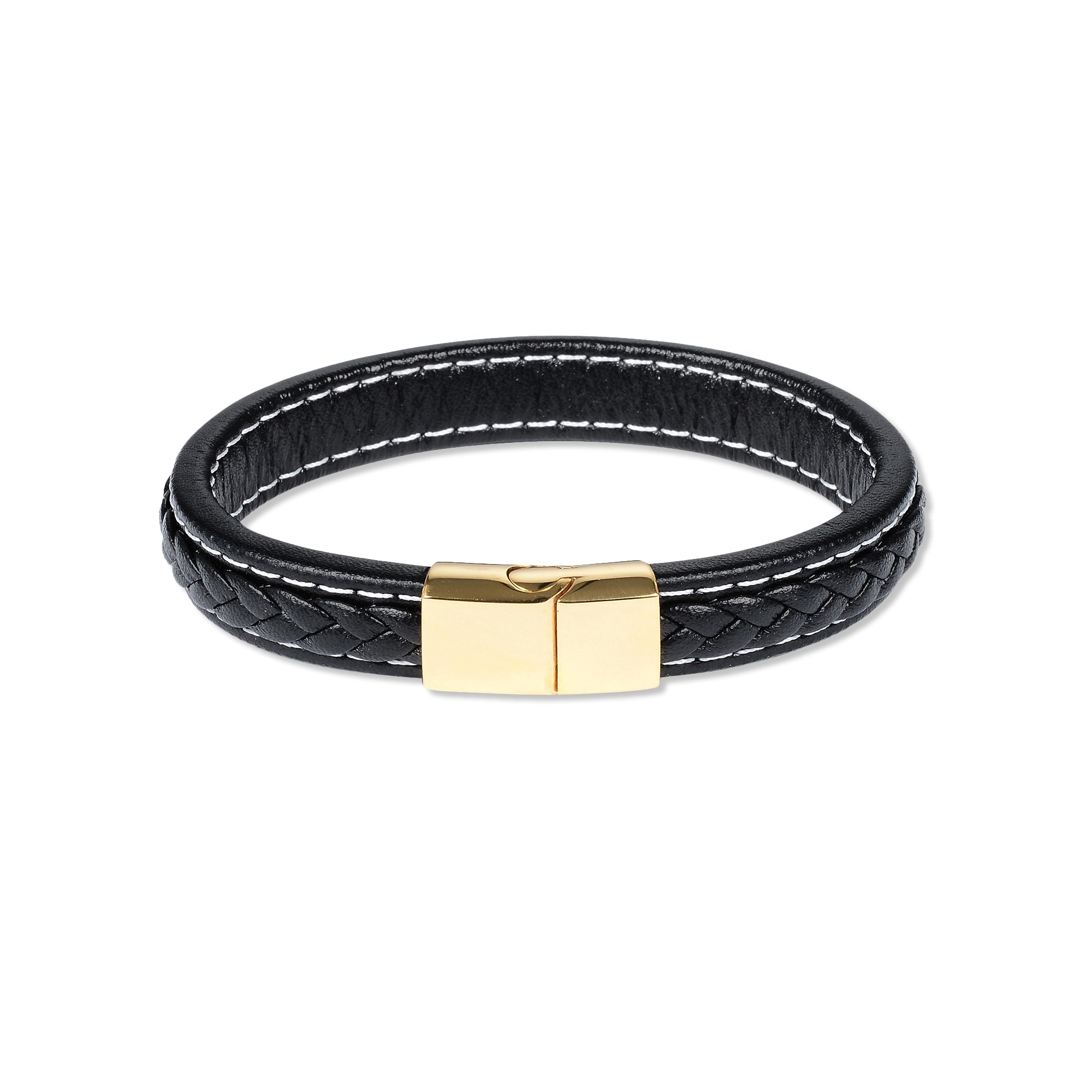 Black Braided Gold Stainless Steel Bracelet