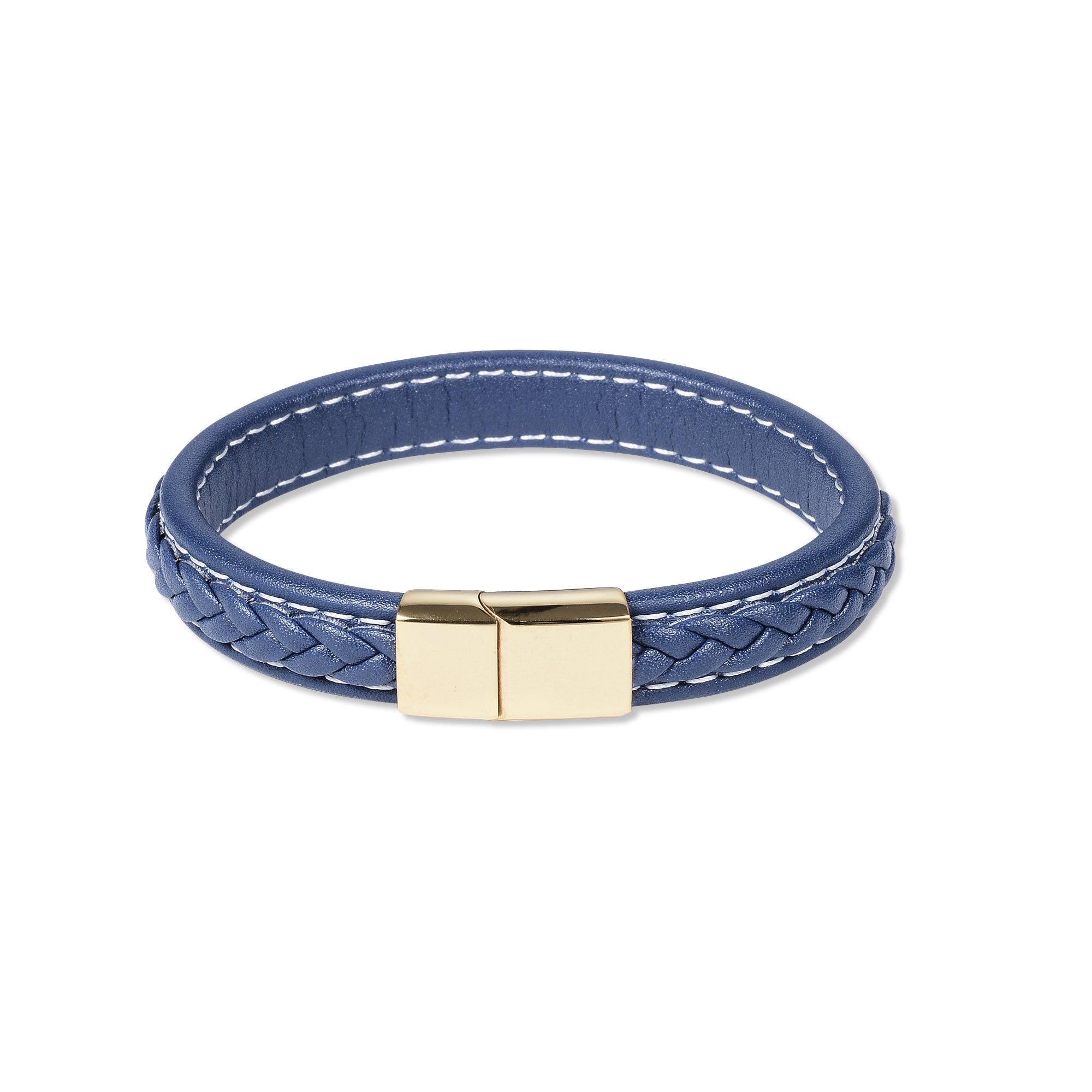 Navy Blue Braided Stainless Steel Bracelet