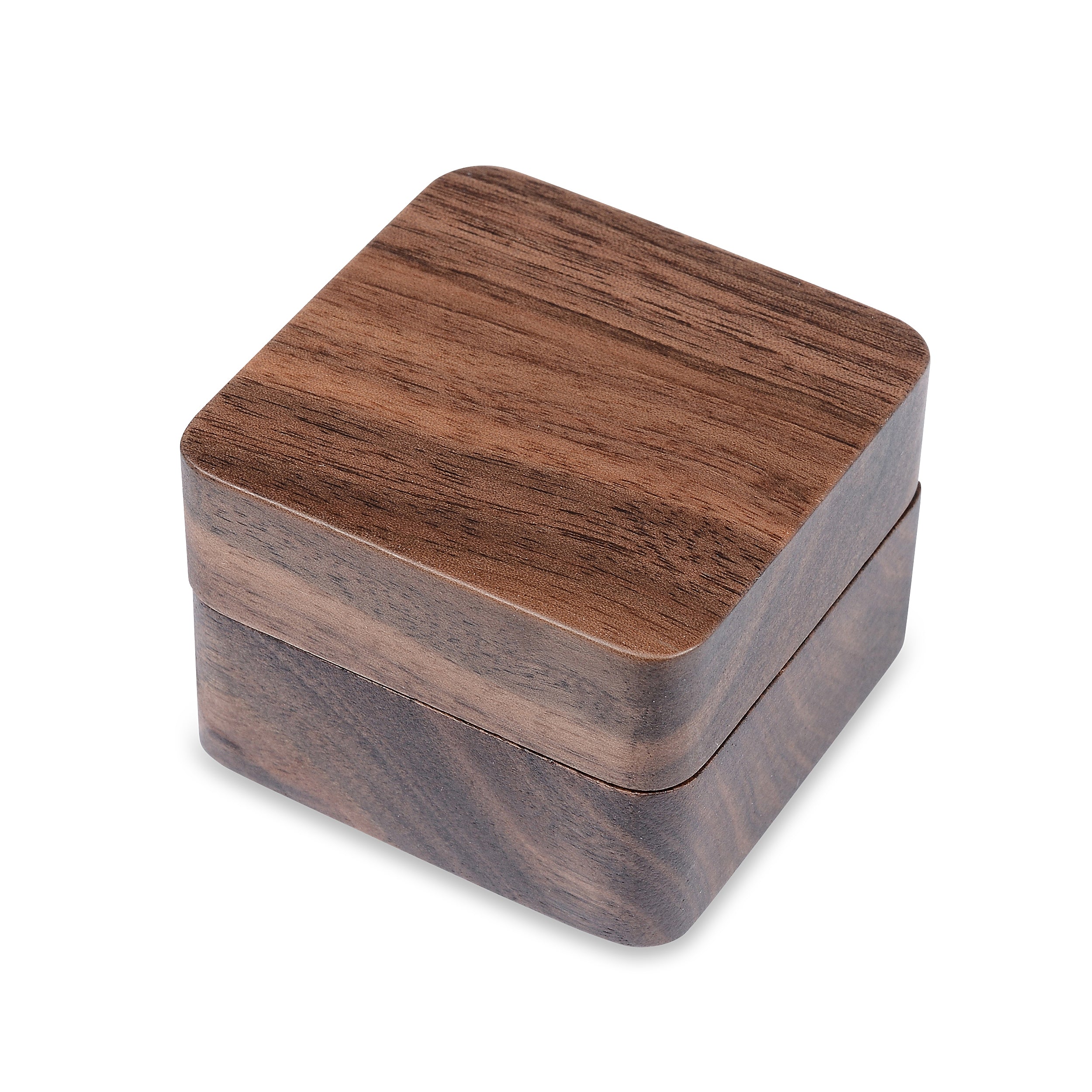 White Double Ring Case - Premium Real Wood Velvet Cushion Ring Box With Magnetic Lid