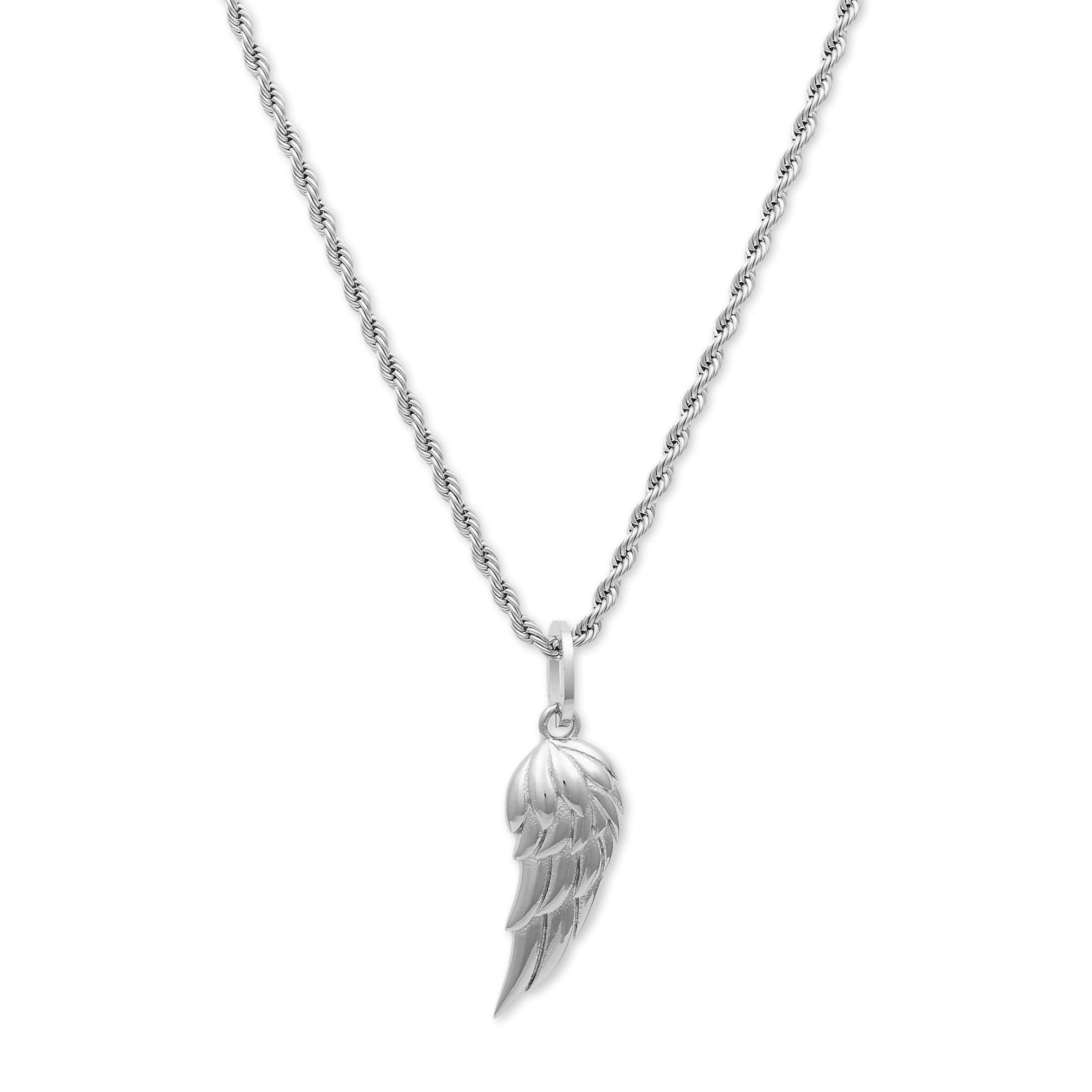 Angel Wing Twist Chain Necklace (Silver)