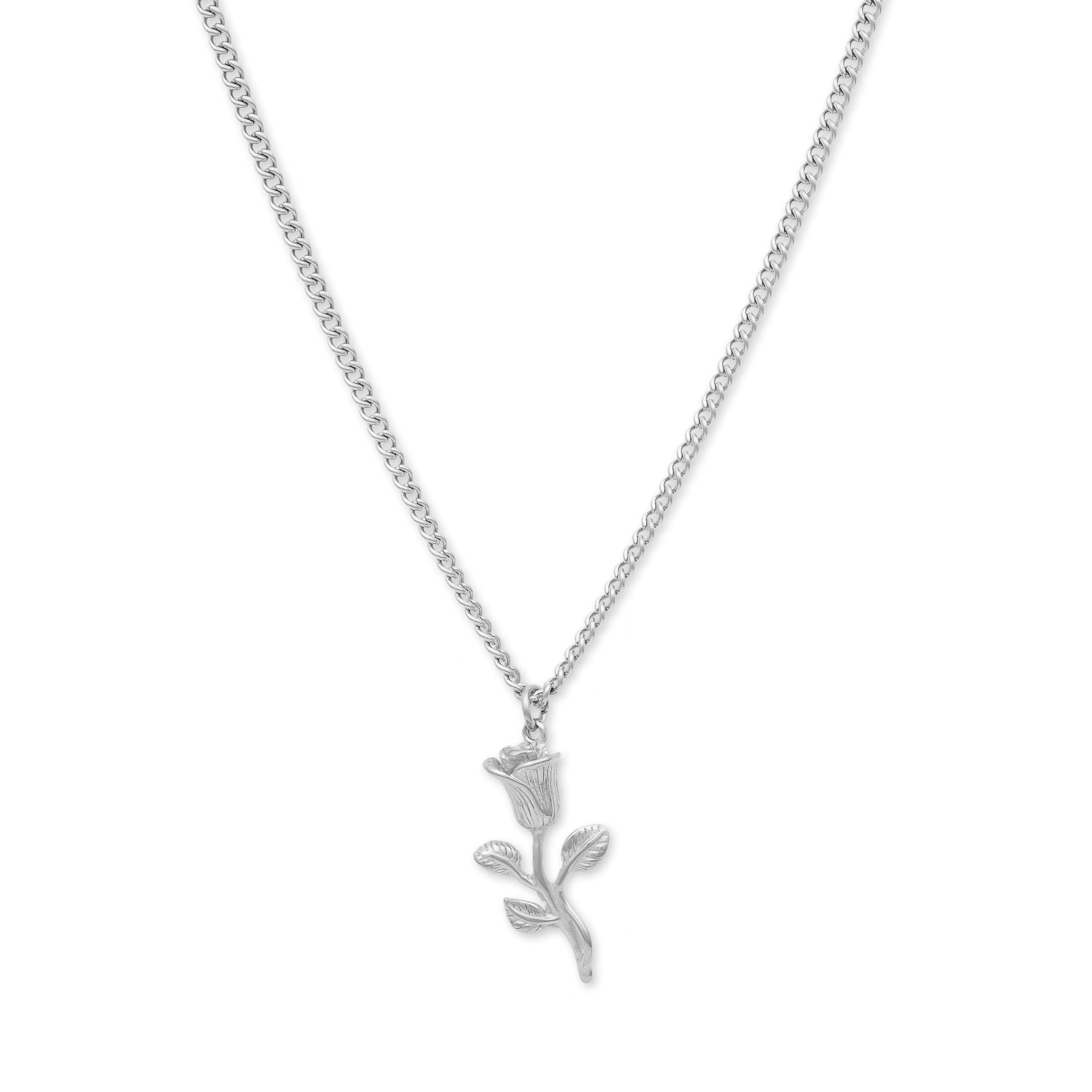 Rose Pendant Necklace (Silver)