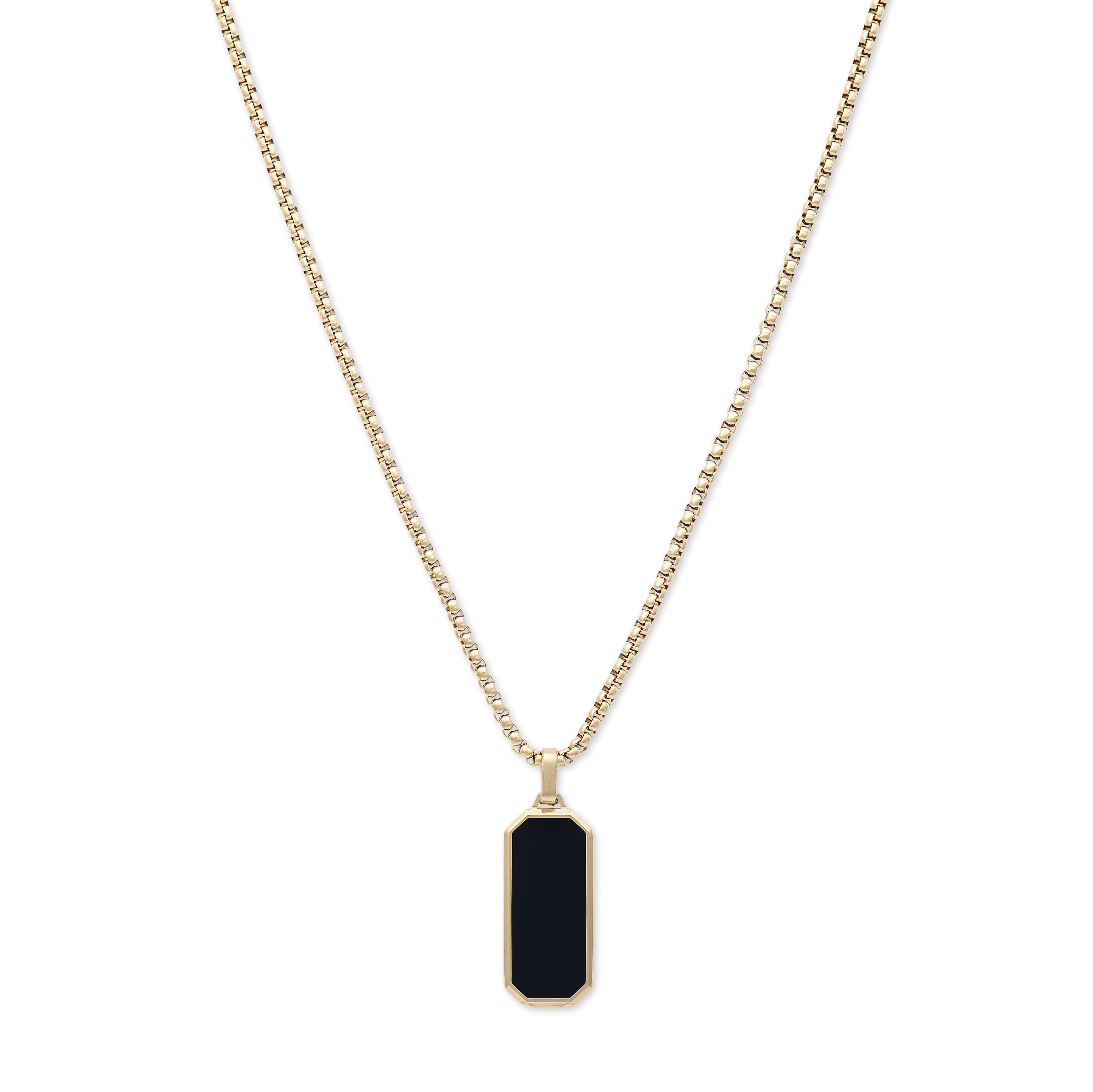 Dog Tag Lacquered Pendant Necklace (Gold)