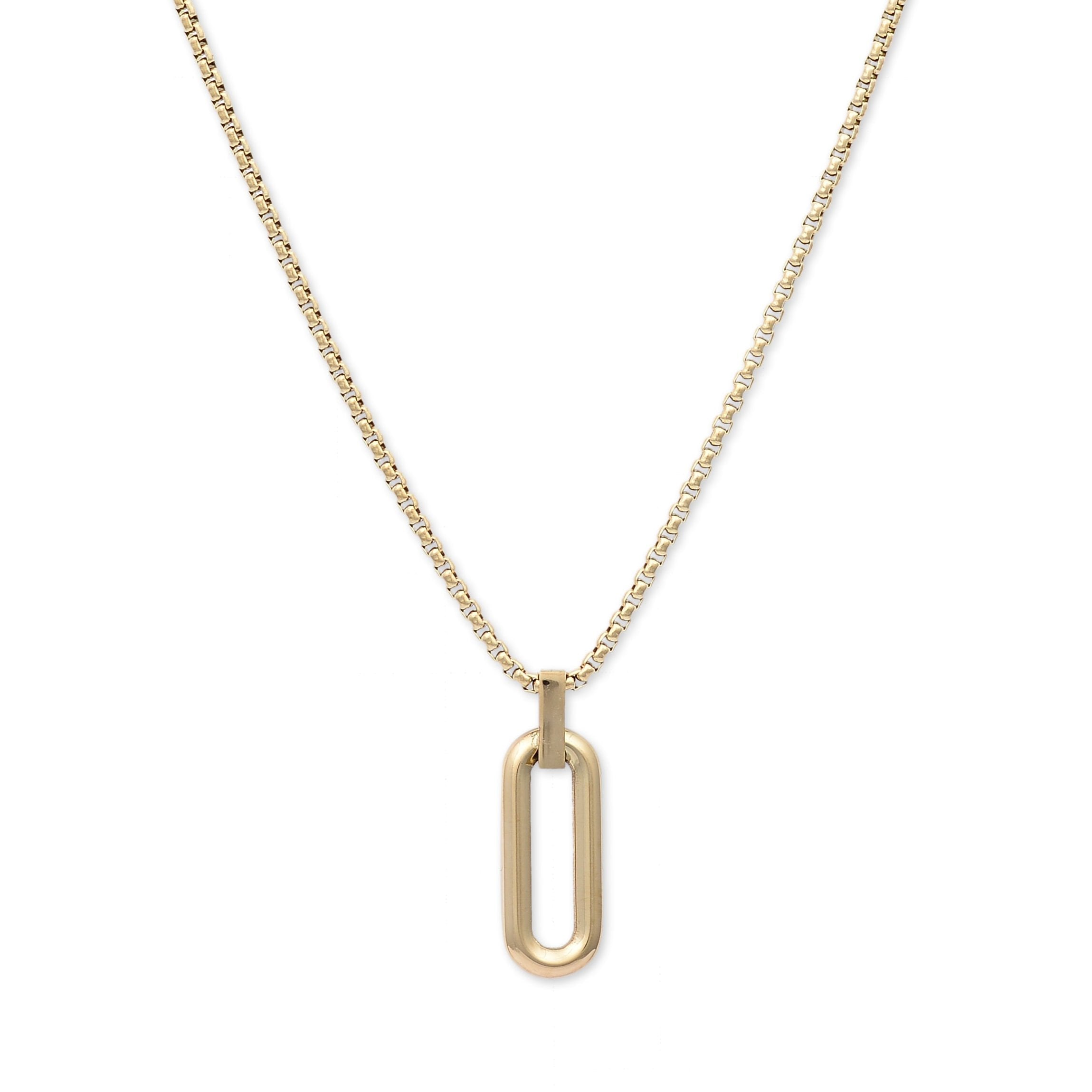 Paperclip Link Pendant Necklace (Gold)