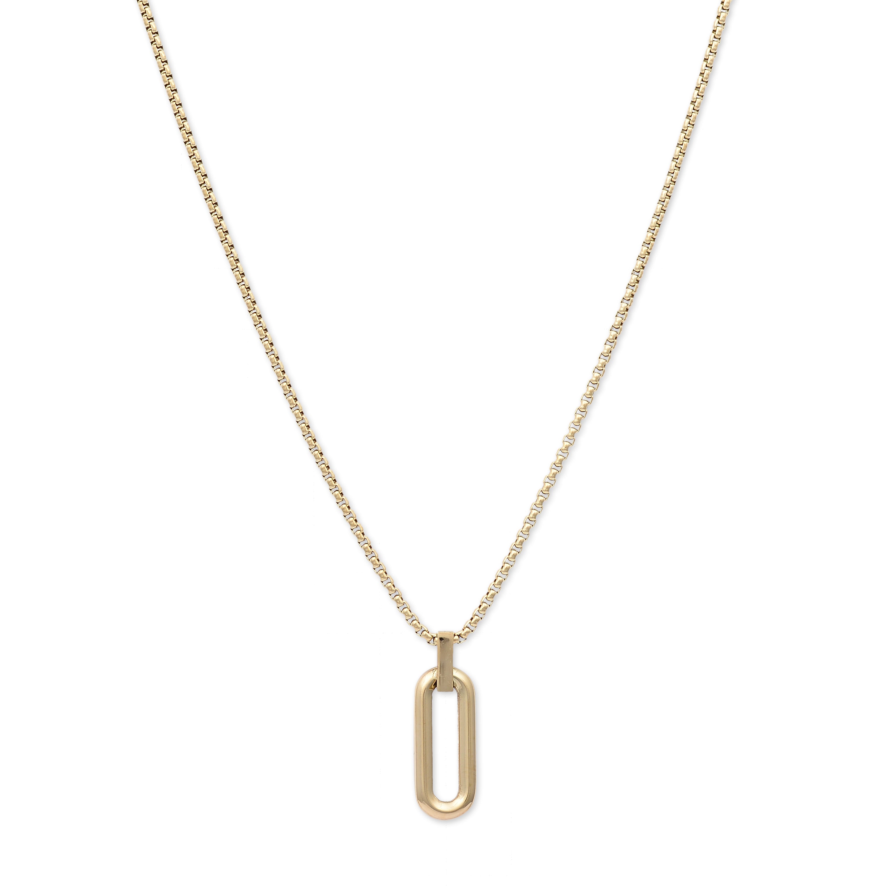 Paperclip Link Pendant Necklace (Gold)