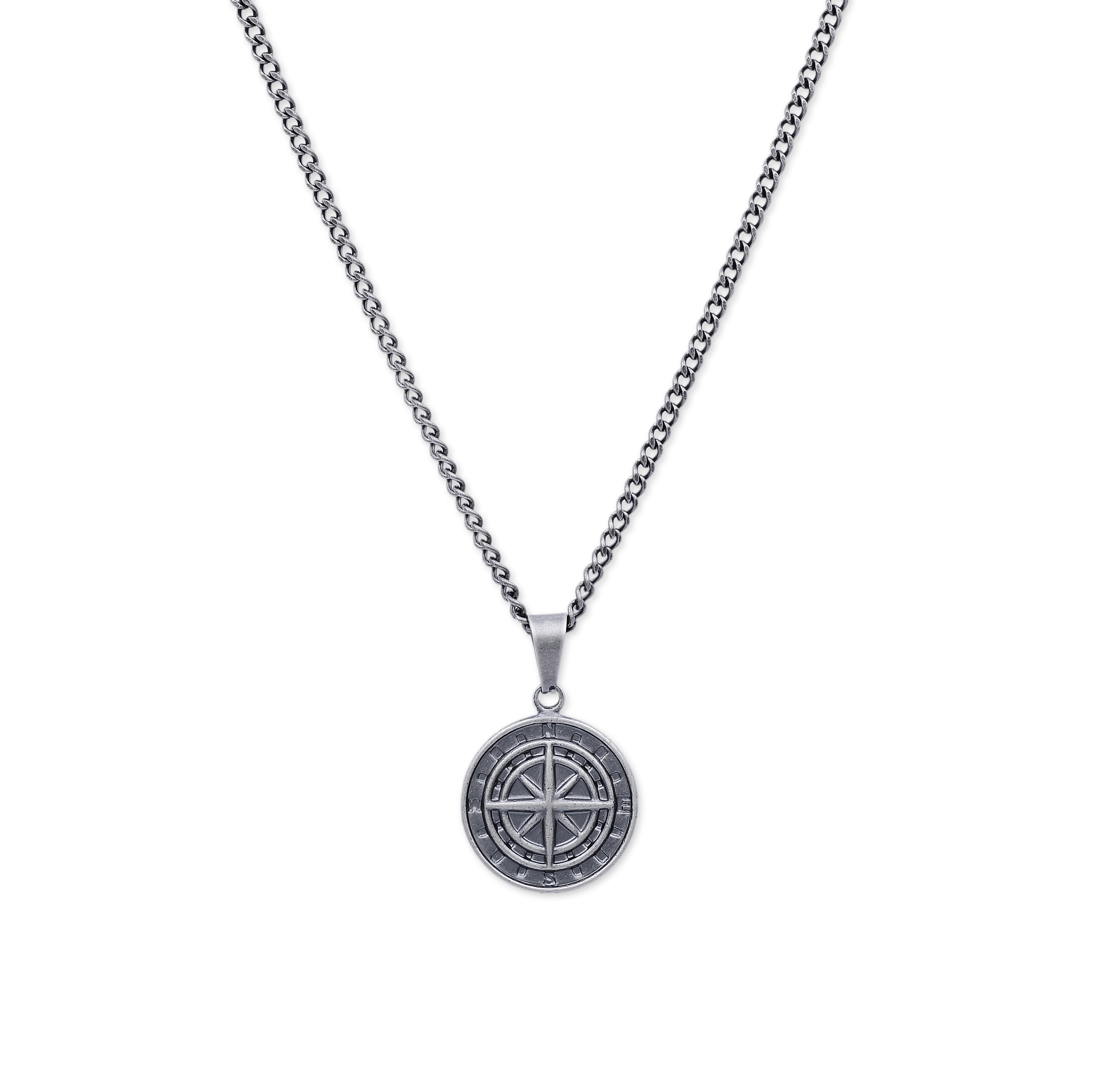 Compass Pendant Necklace (Black)