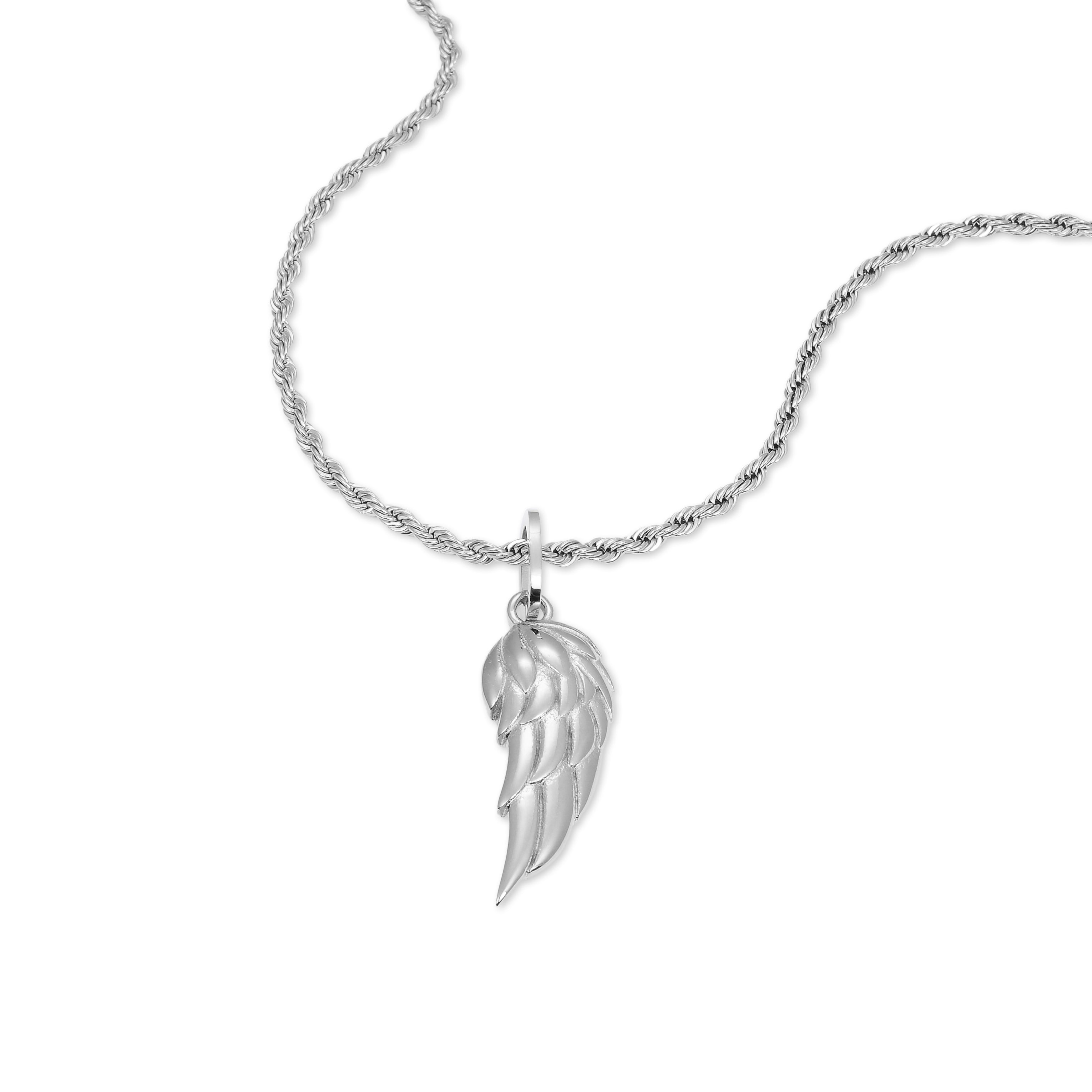 Angel Wing Twist Chain Necklace (Silver)