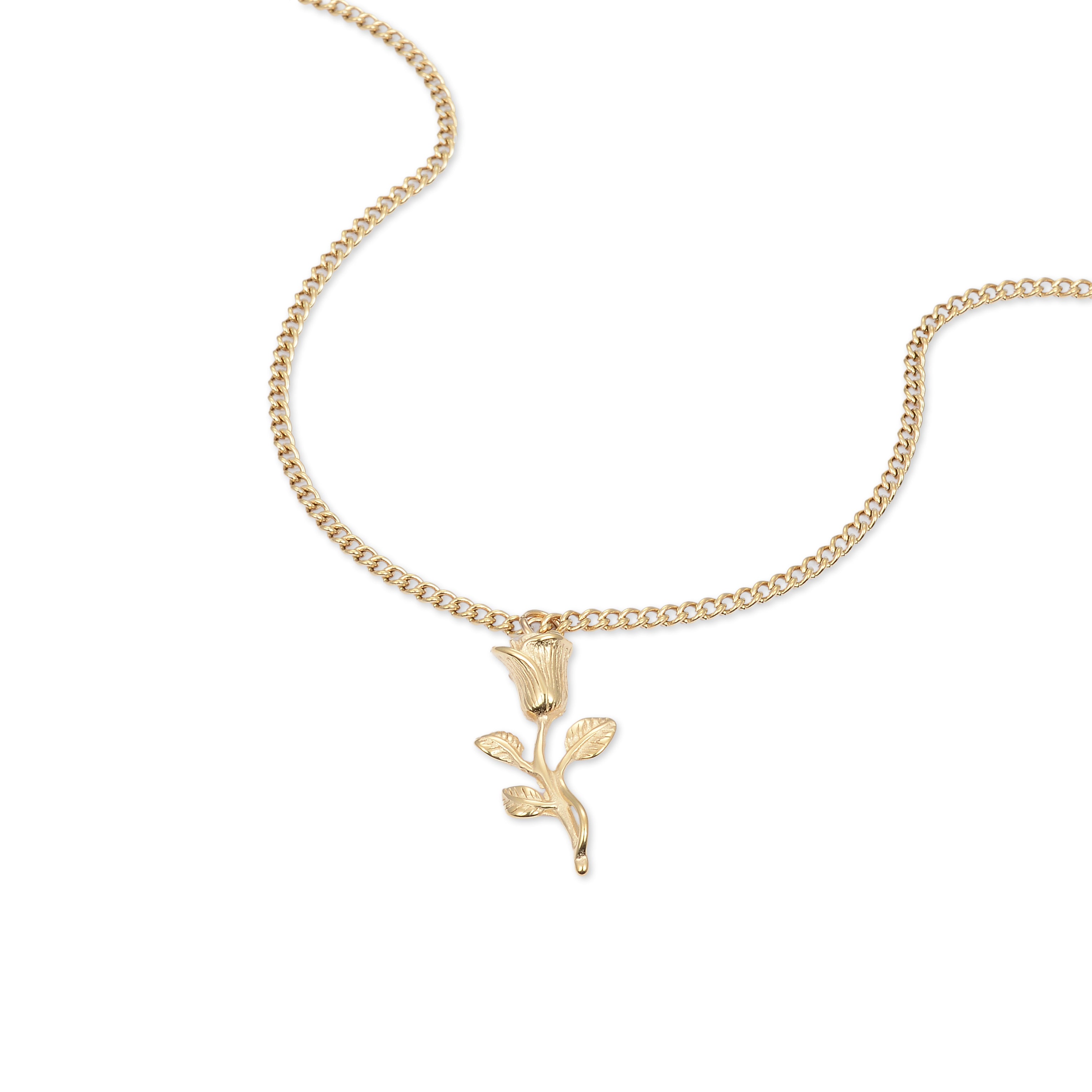 Rose Pendant Necklace (Gold)