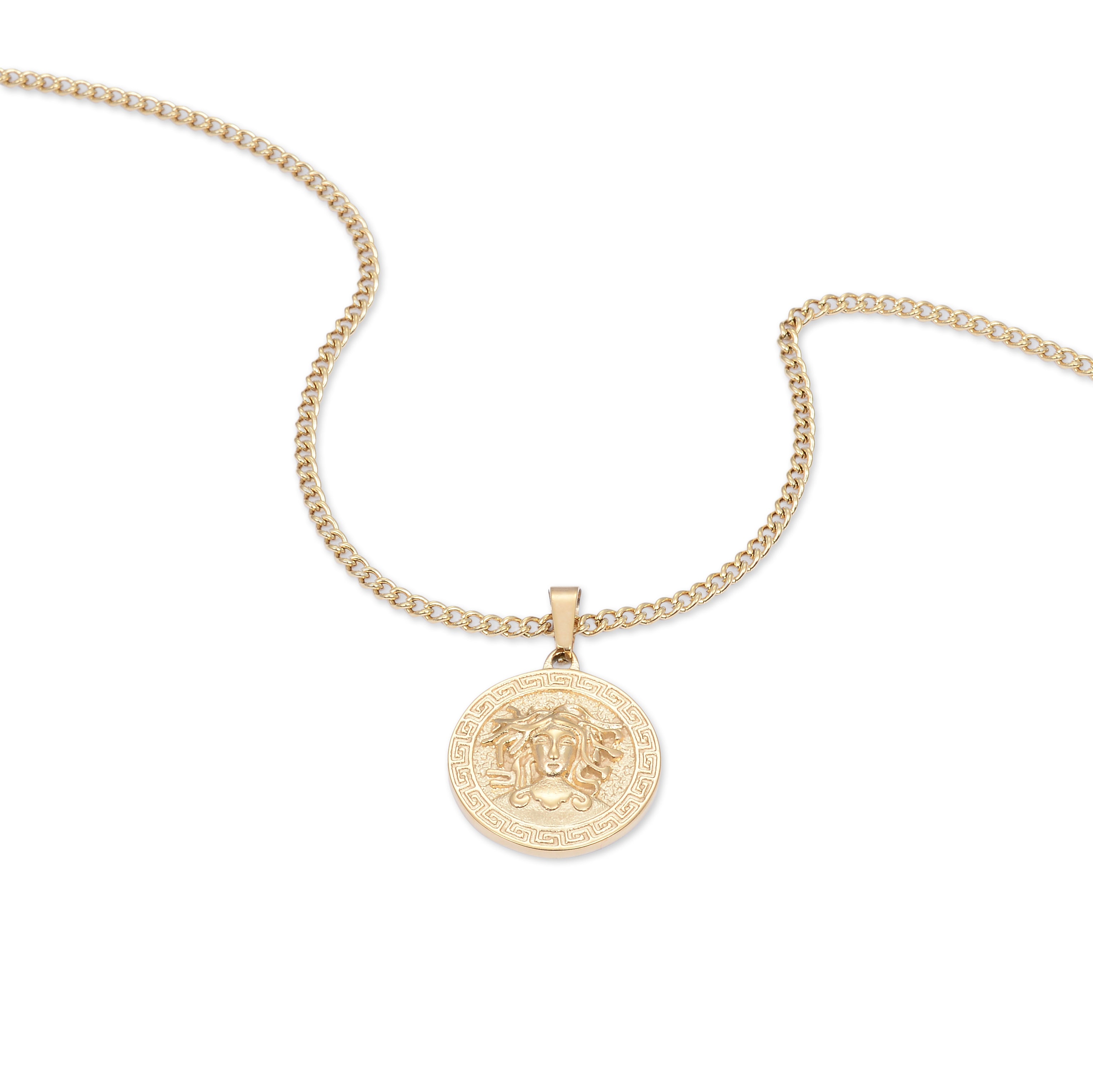 Medusa Coin Pendant Necklace (Gold)