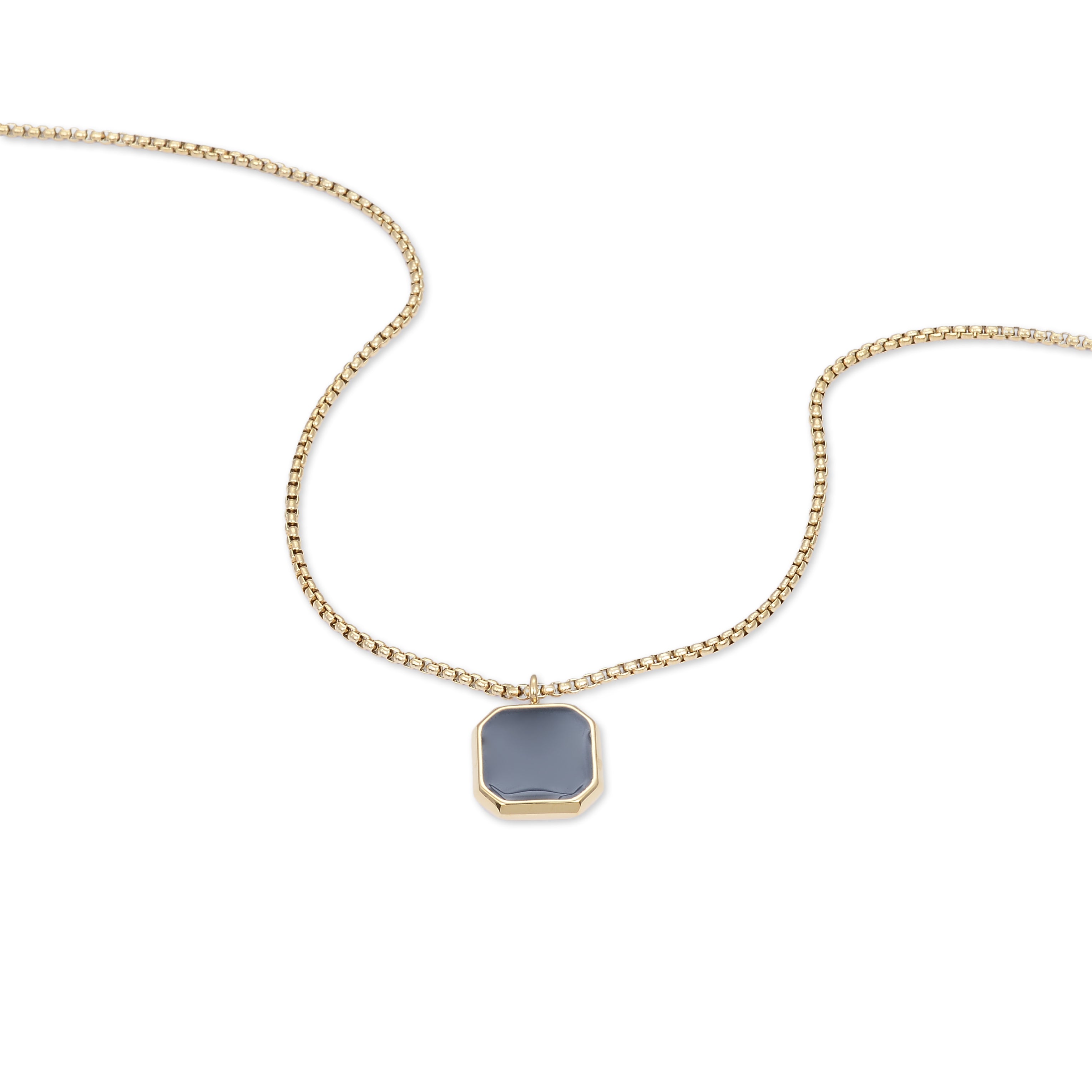 Square Lacquered Pendant Necklace (Gold)