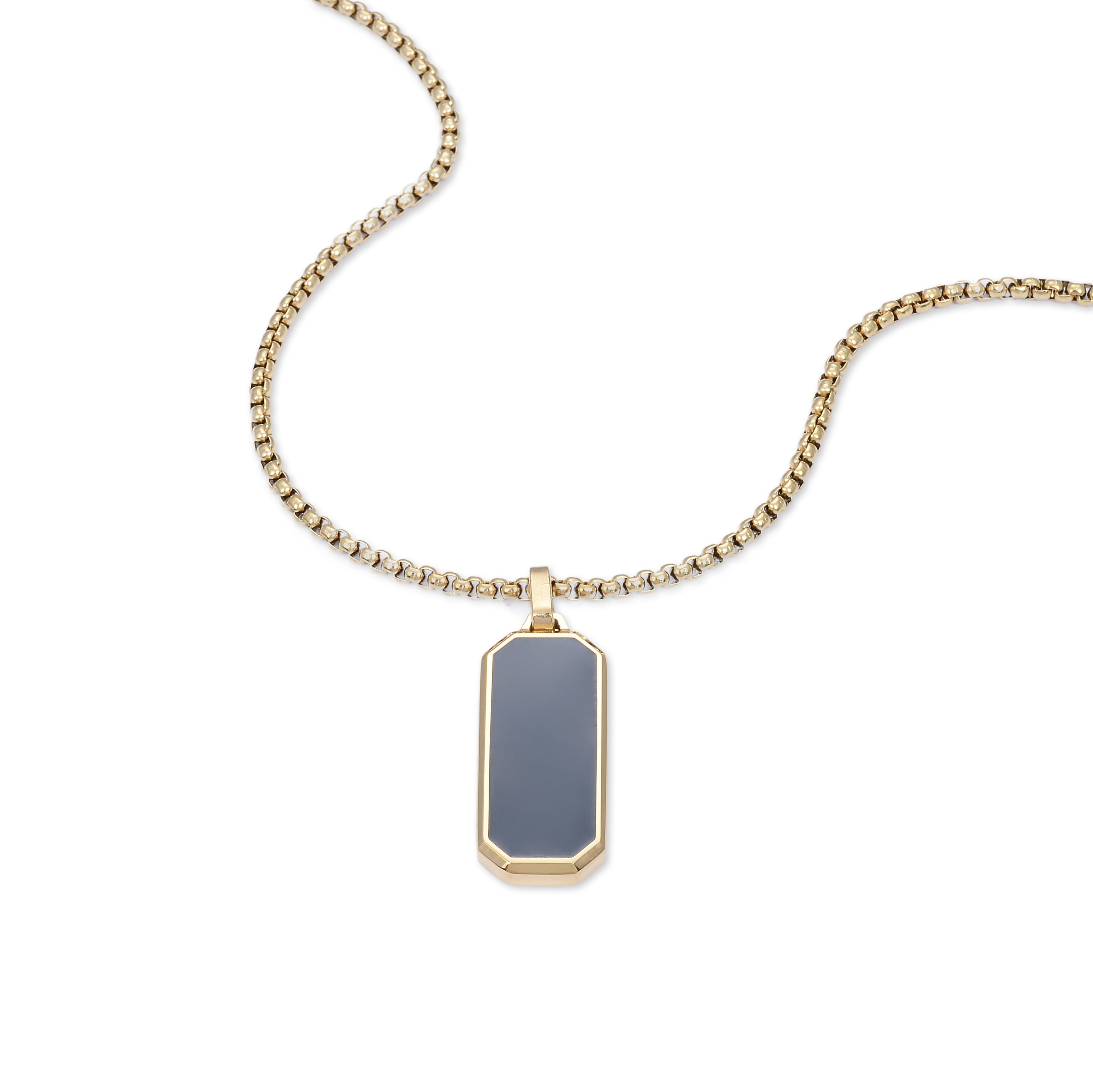 Dog Tag Lacquered Pendant Necklace (Gold)